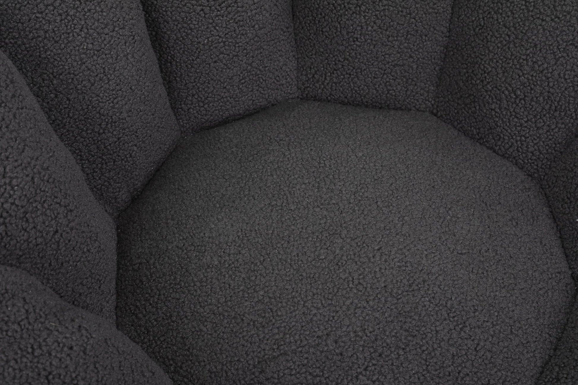 Close-up of the charcoal teddy fleece pile on the seat cushion — Dark Gray / 1-Seat + 1 Ottoman