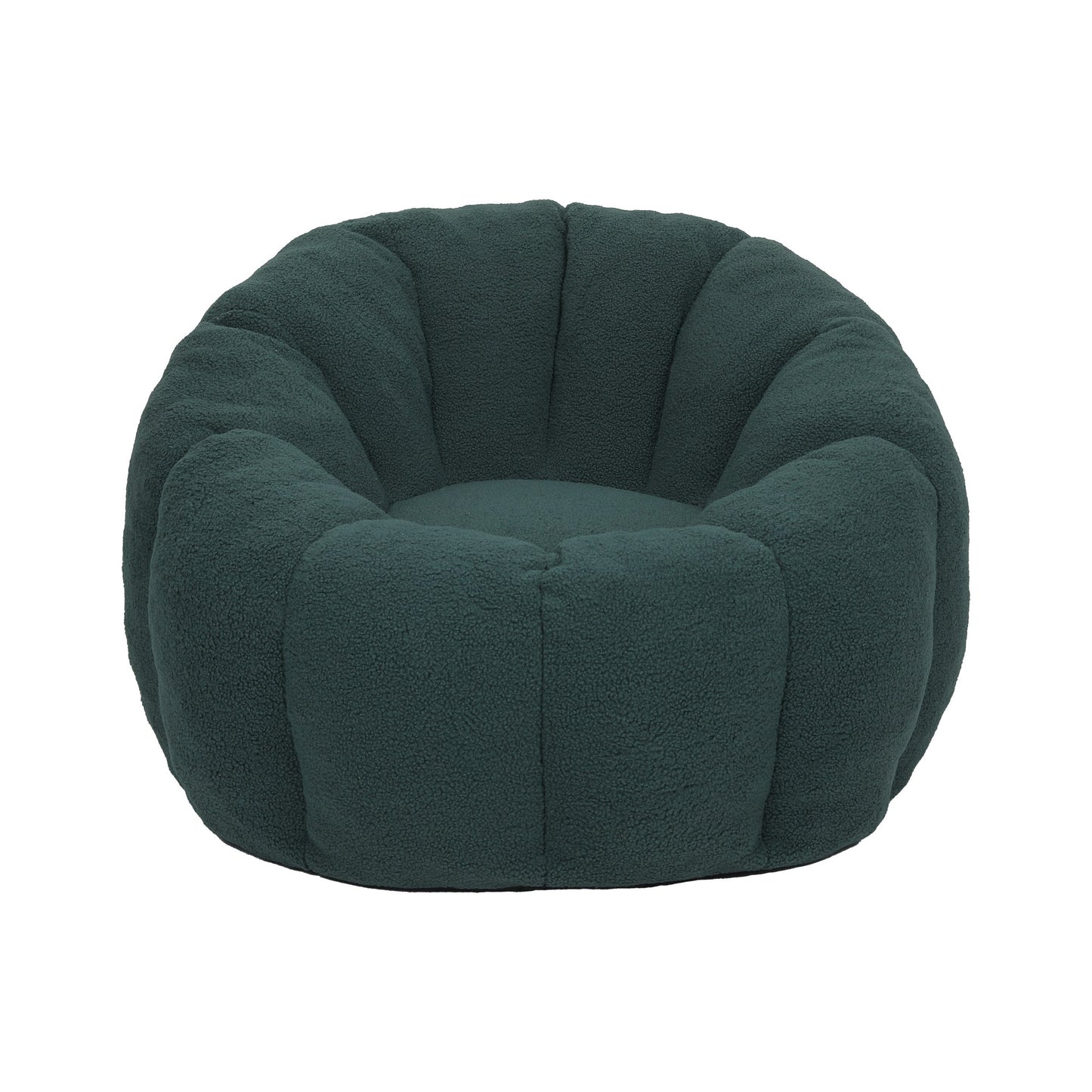 Forest green teddy fleece accent chair, front three-quarter studio view — Green / 1-Seat