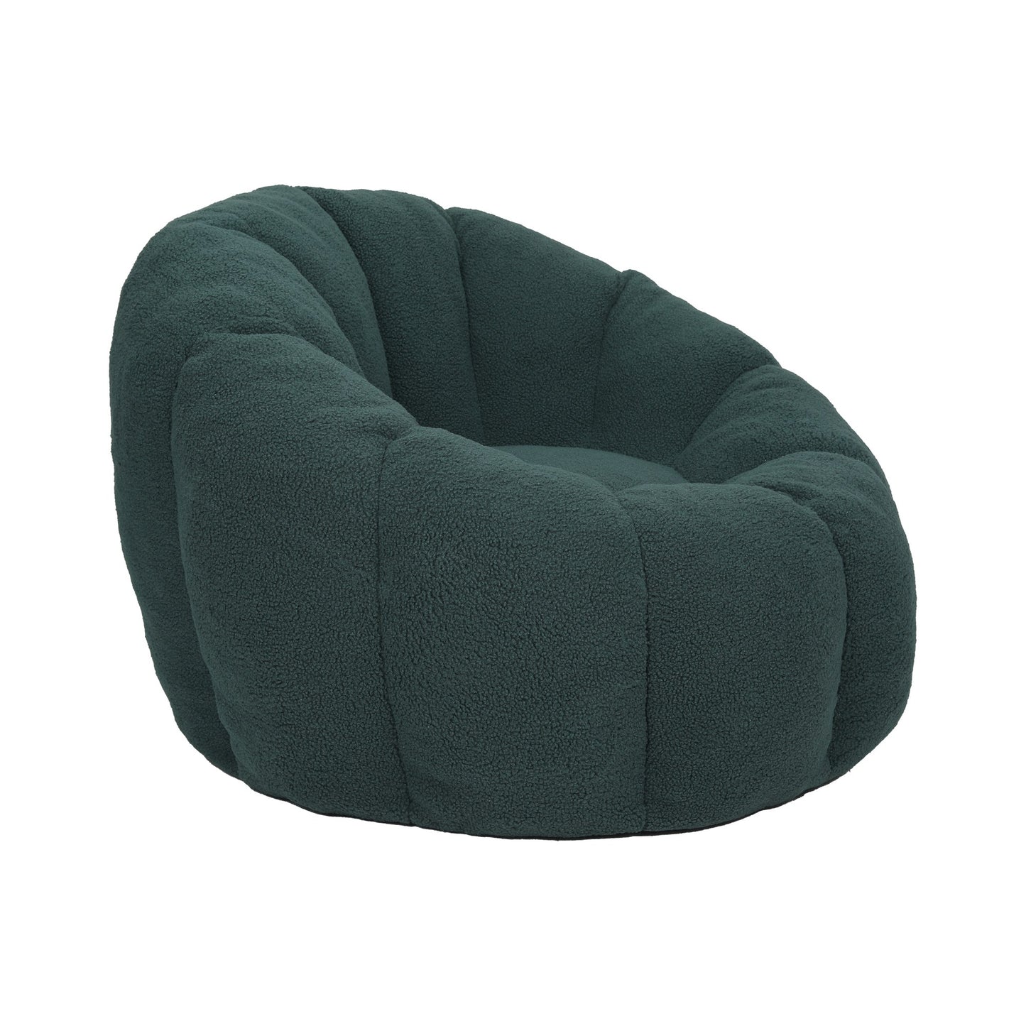 Forest green teddy fleece accent chair from the side on a plain white background — Green / 1-Seat