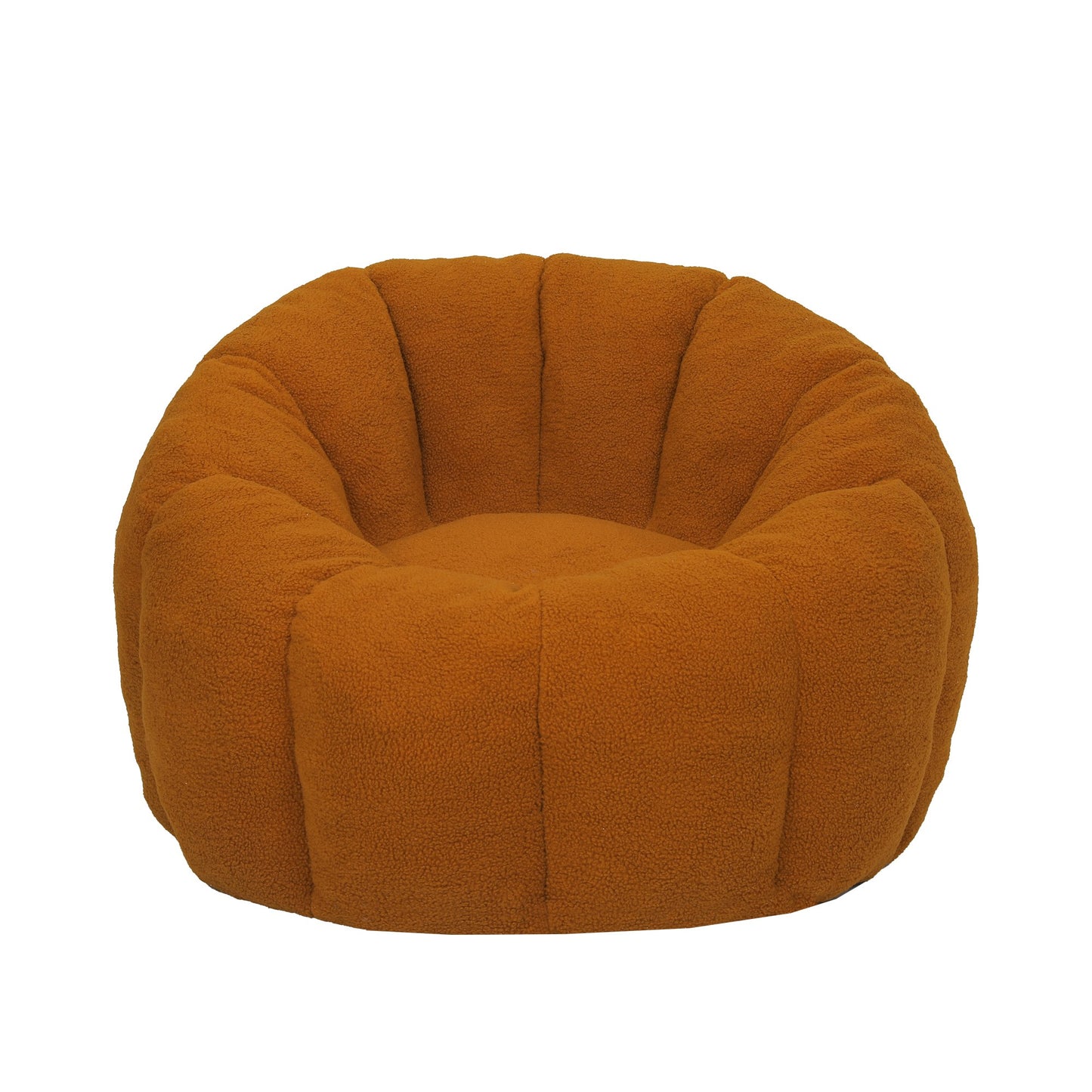 Burnt orange teddy fleece accent chair, front three-quarter studio view — Burnt Orange / 1-Seat