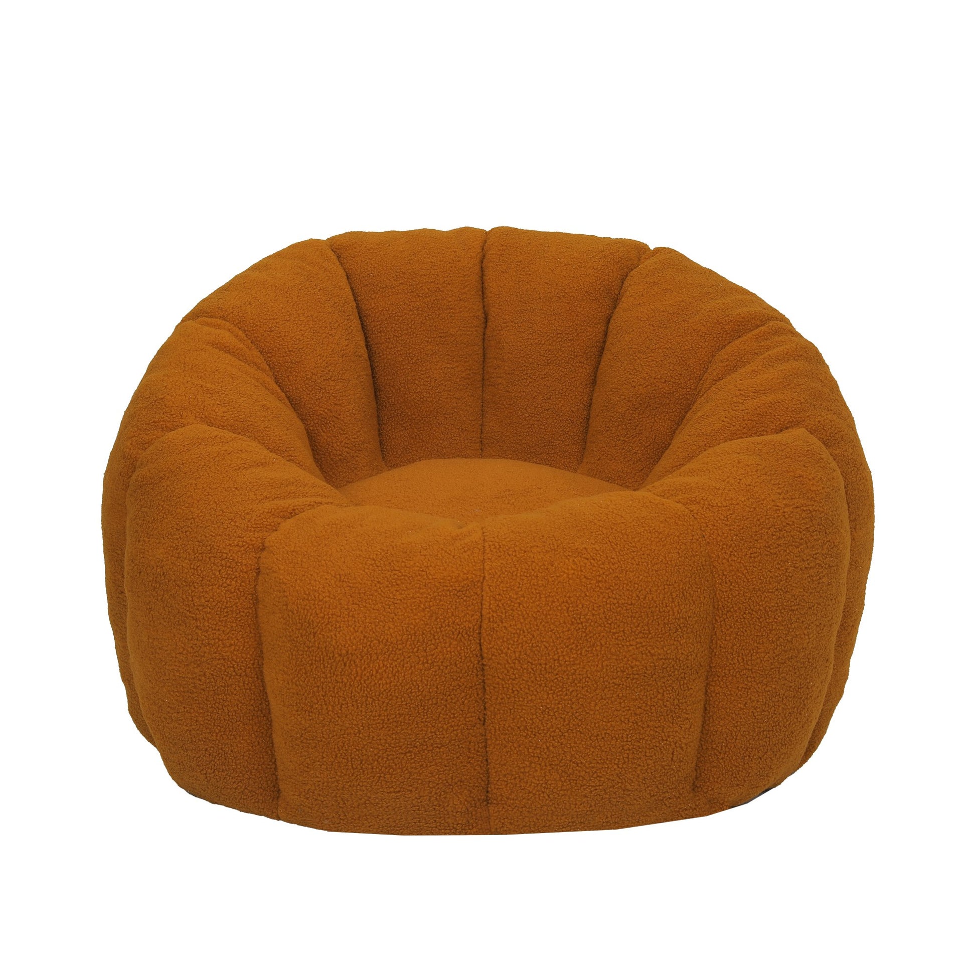 Burnt orange teddy fleece accent chair, front three-quarter studio view — Burnt Orange / 1-Seat