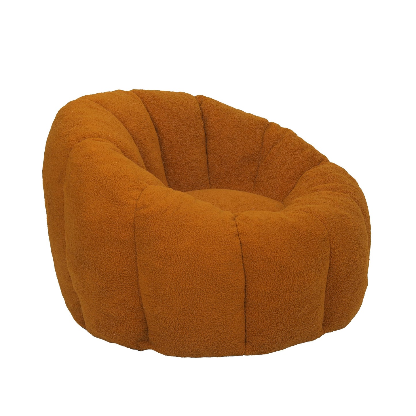 Burnt orange teddy fleece accent chair from the side on a plain white background — Burnt Orange / 1-Seat