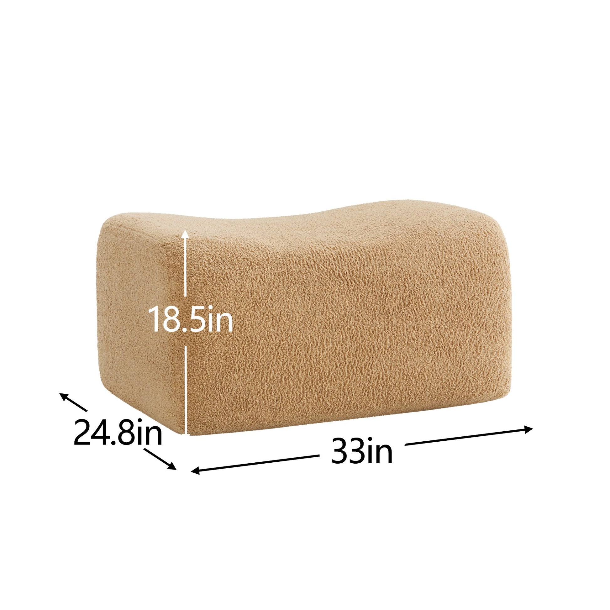 Ottoman dimensions for the Camel teddy fleece boneless sofa, 1-seat with one ottoman set — Camel / 1-Seat + 1 Ottoman