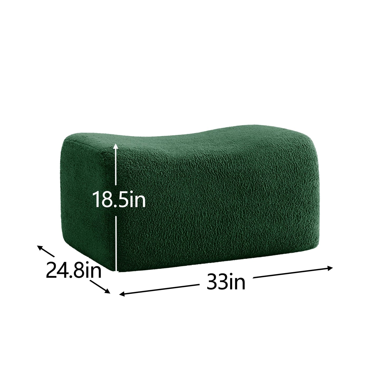 Ottoman dimensions for the Green teddy fleece boneless sofa, 1-seat with one ottoman set — Green / 1-Seat + 1 Ottoman