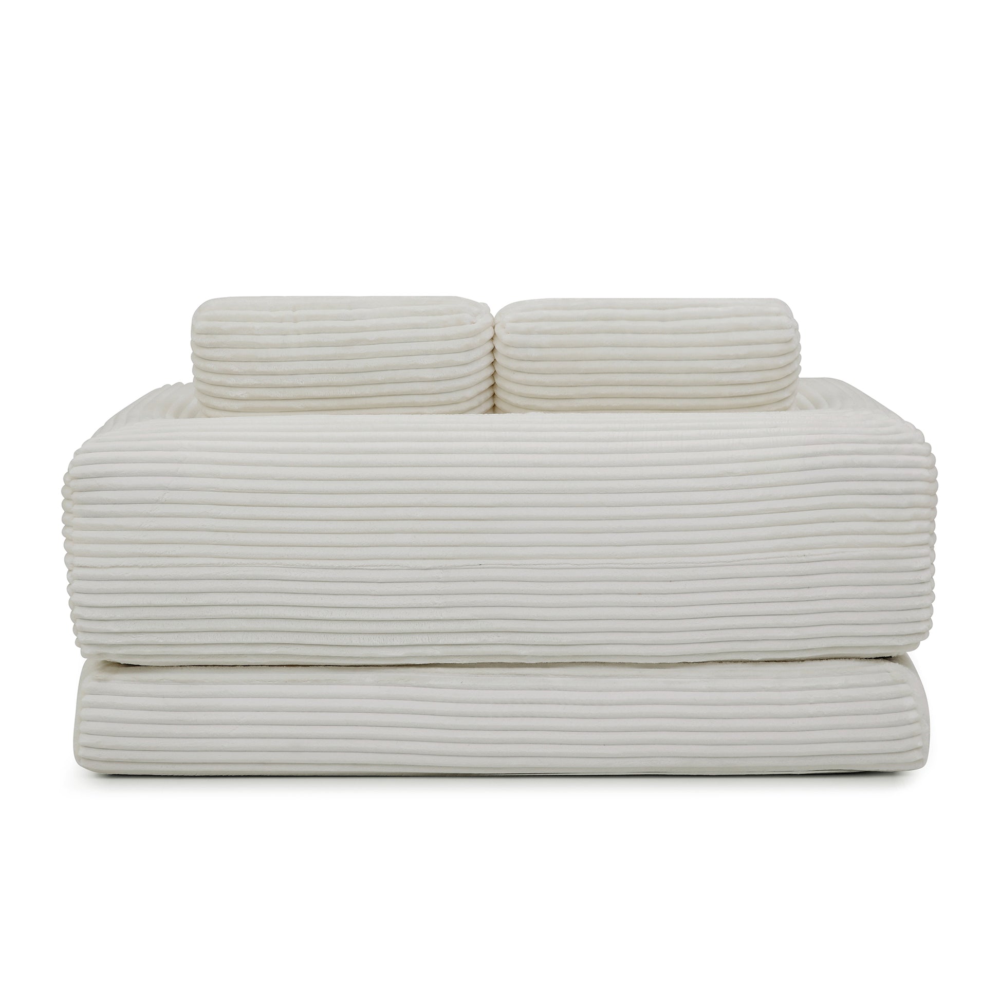 Corduroy Compression Sofa — 2/3/5-Seat — Beige / 2-Seat