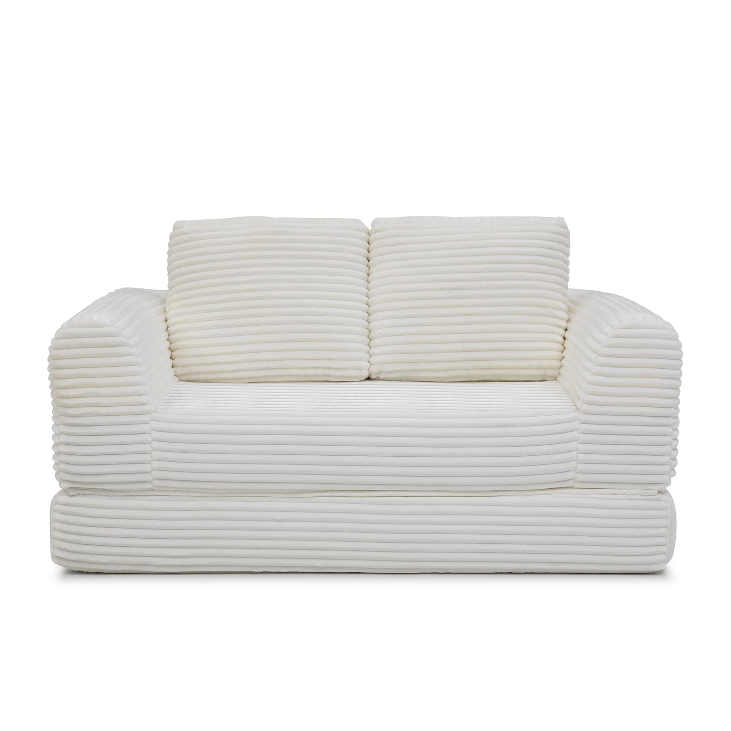 Corduroy Compression Sofa — 2/3/5-Seat — Beige / 2-Seat