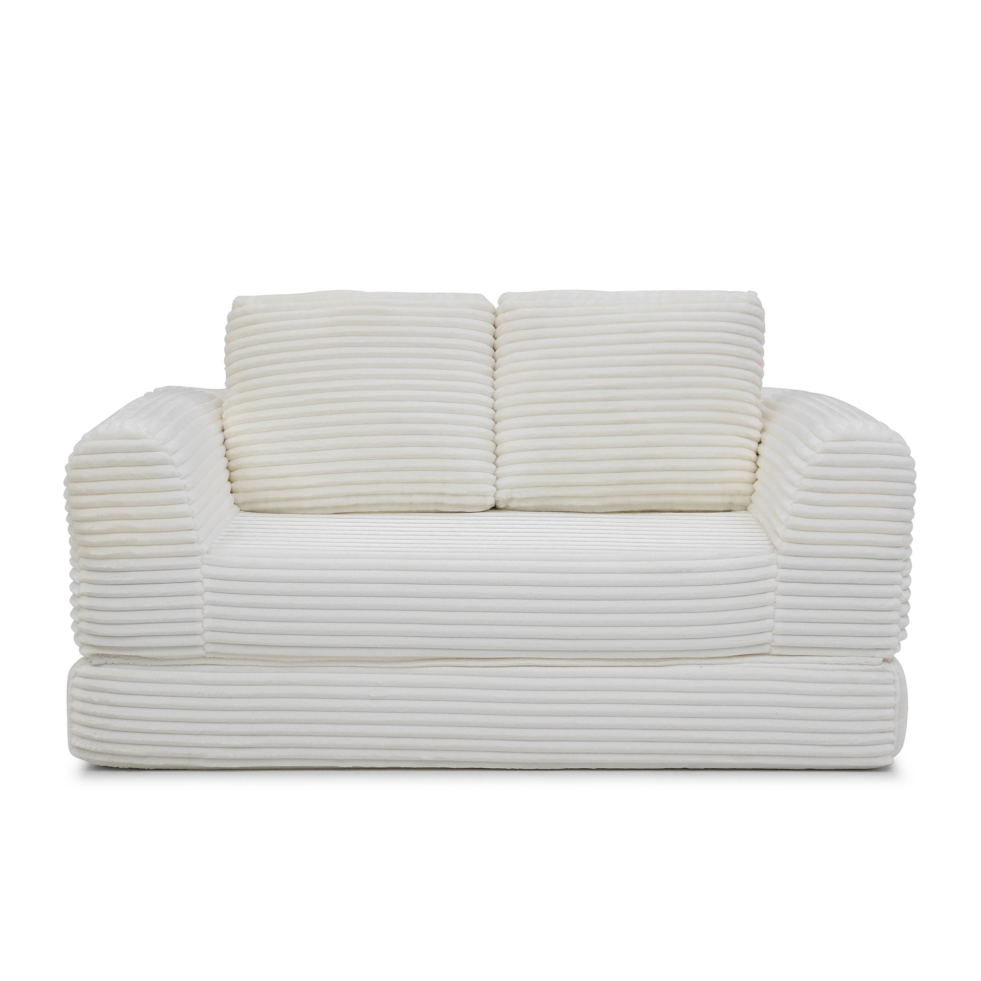 Corduroy Compression Sofa — 2/3/5-Seat — Beige / 2-Seat