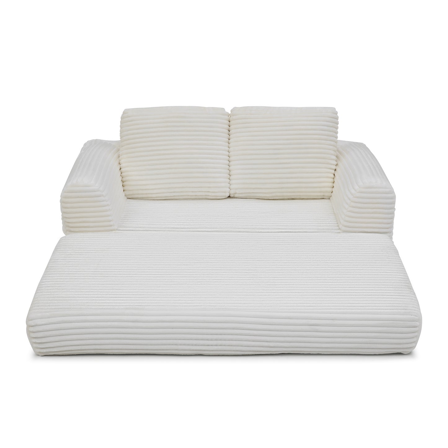 Corduroy Compression Sofa — 2/3/5-Seat — Beige / 2-Seat