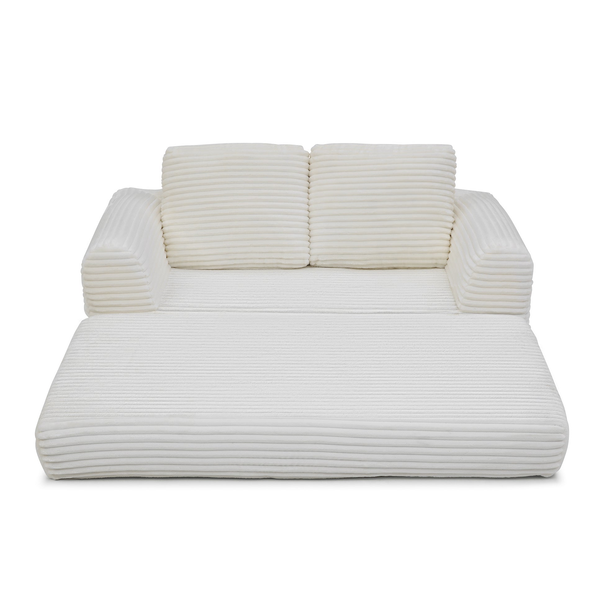 Corduroy Compression Sofa — 2/3/5-Seat — Beige / 2-Seat