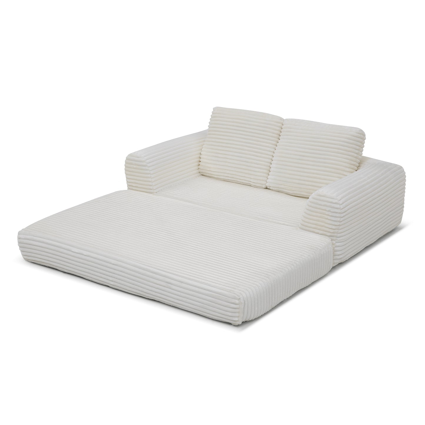 Corduroy Compression Sofa — 2/3/5-Seat — Beige / 2-Seat