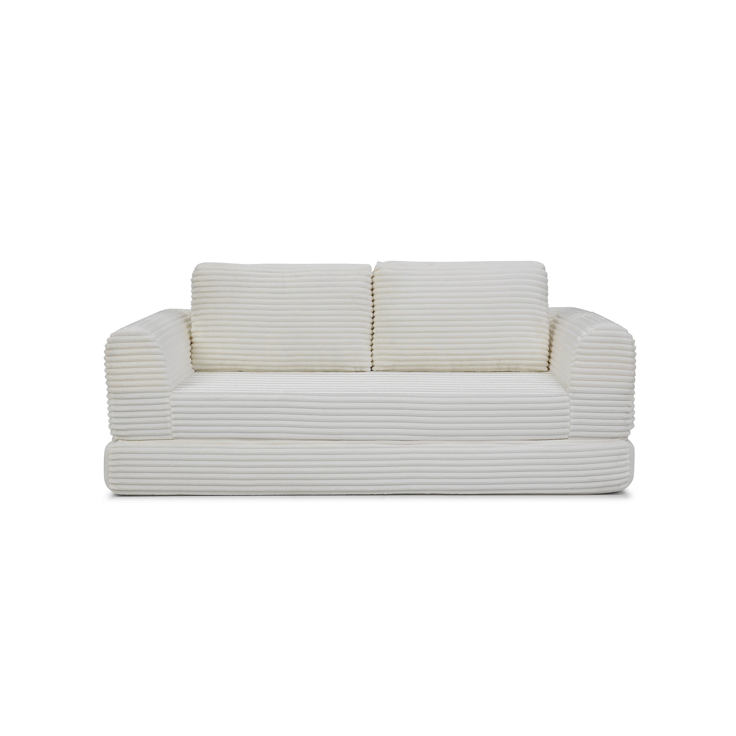Corduroy Compression Sofa — 2/3/5-Seat — Beige / 3-Seat