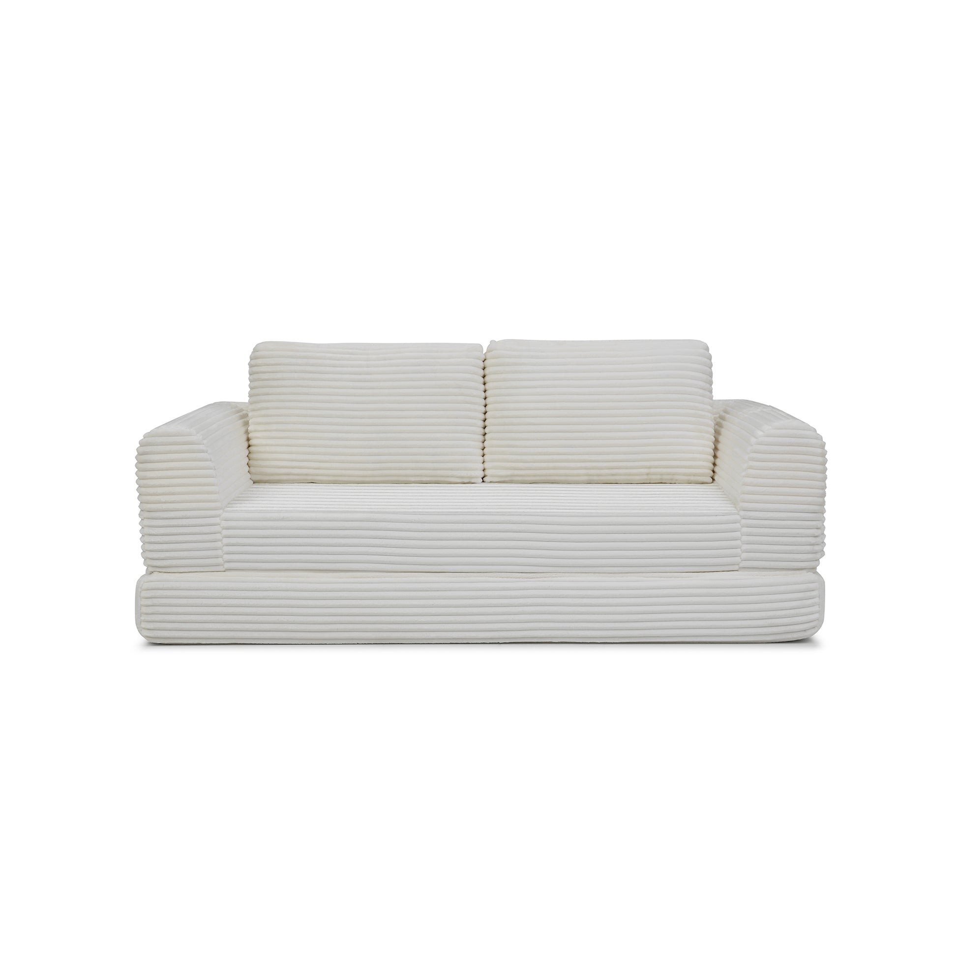 Corduroy Compression Sofa — 2/3/5-Seat — Beige / 3-Seat