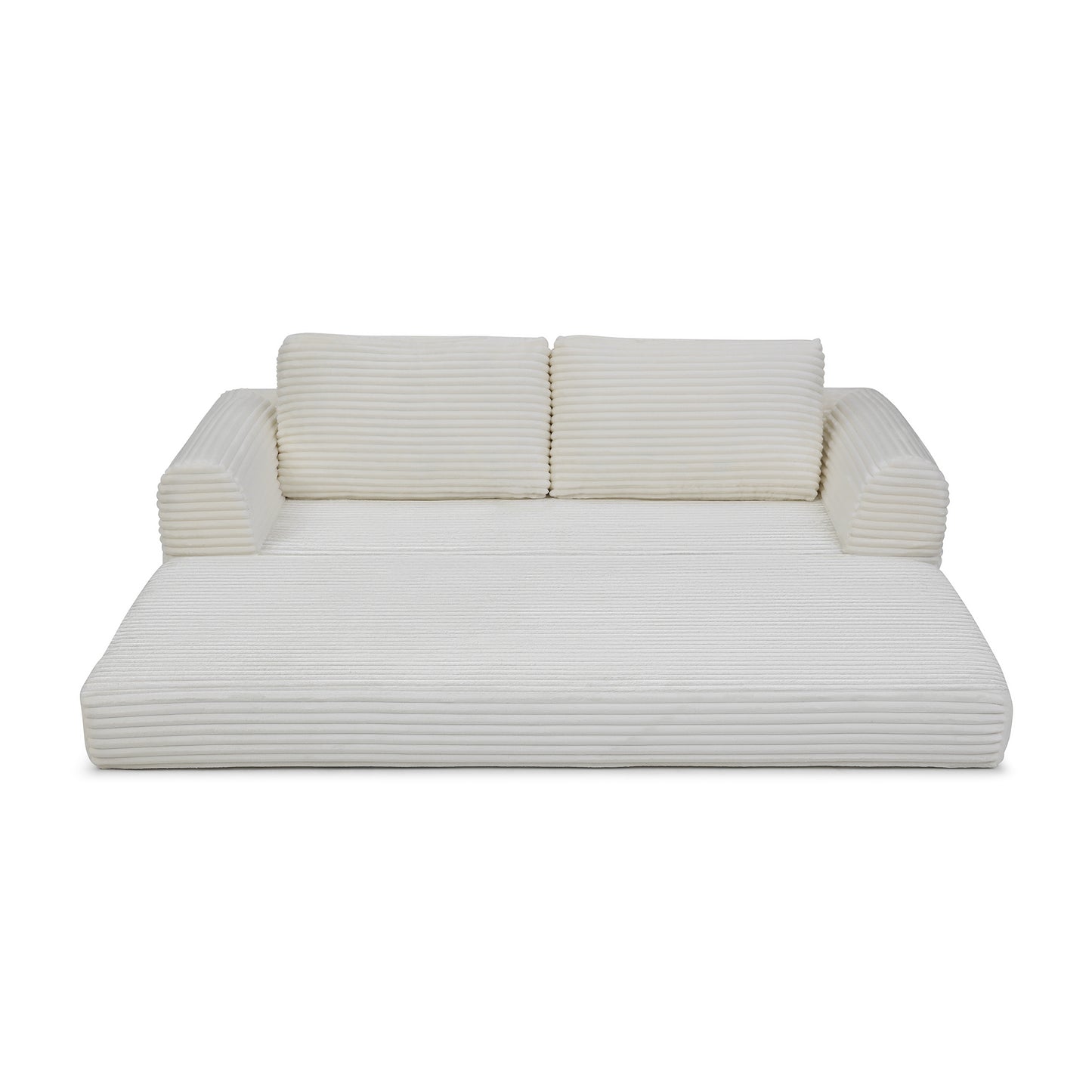 Corduroy Compression Sofa — 2/3/5-Seat — Beige / 3-Seat