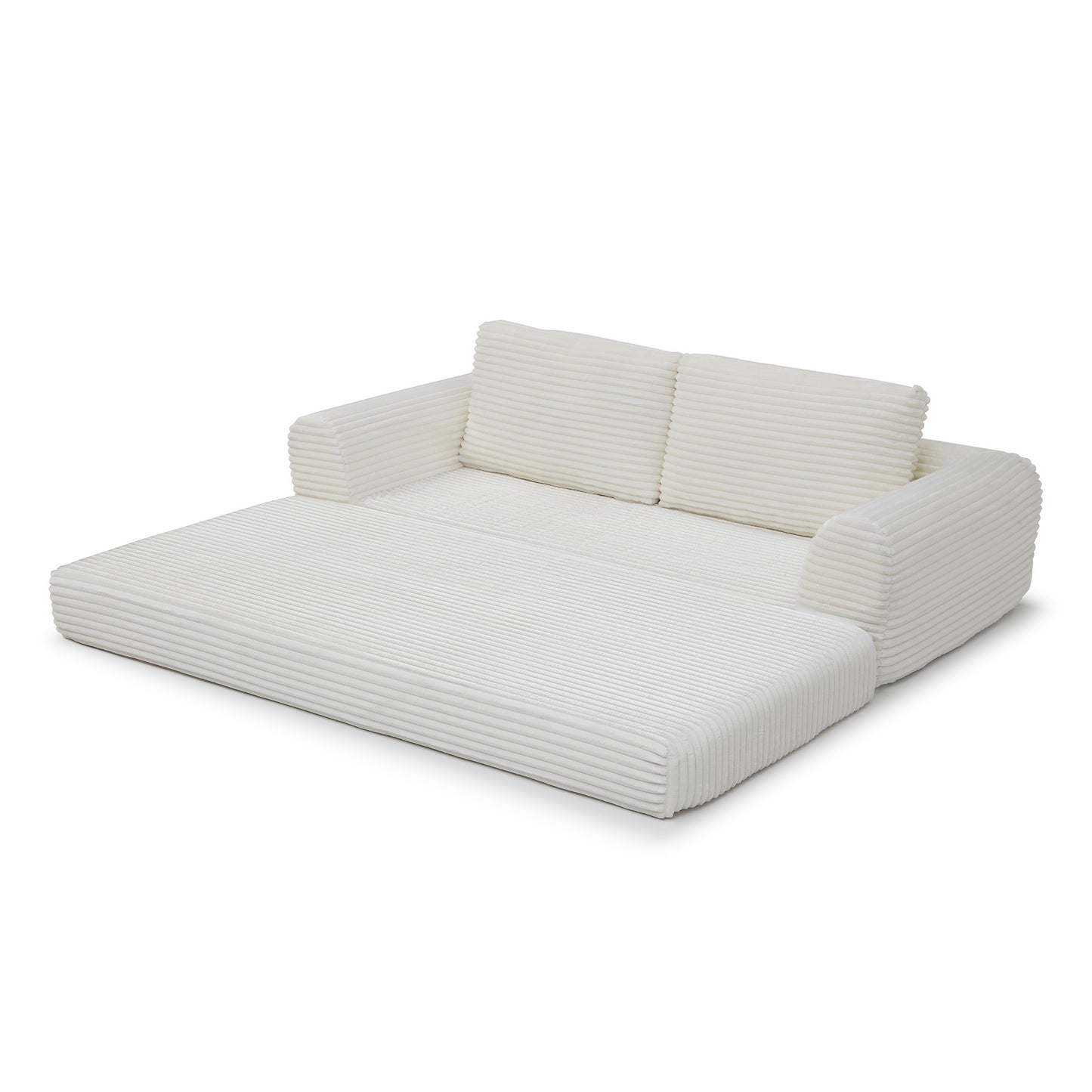 Corduroy Compression Sofa — 2/3/5-Seat — Beige / 3-Seat