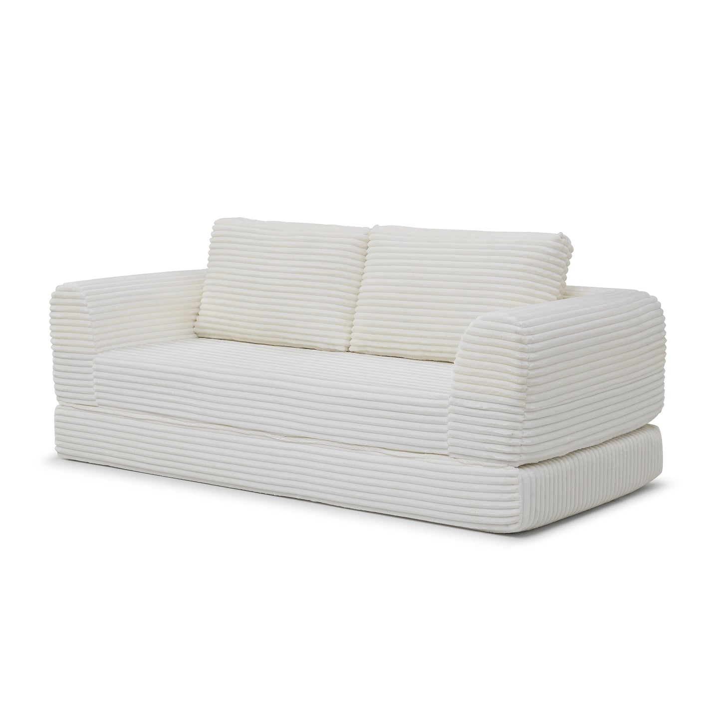 Corduroy Compression Sofa — 2/3/5-Seat — Beige / 3-Seat