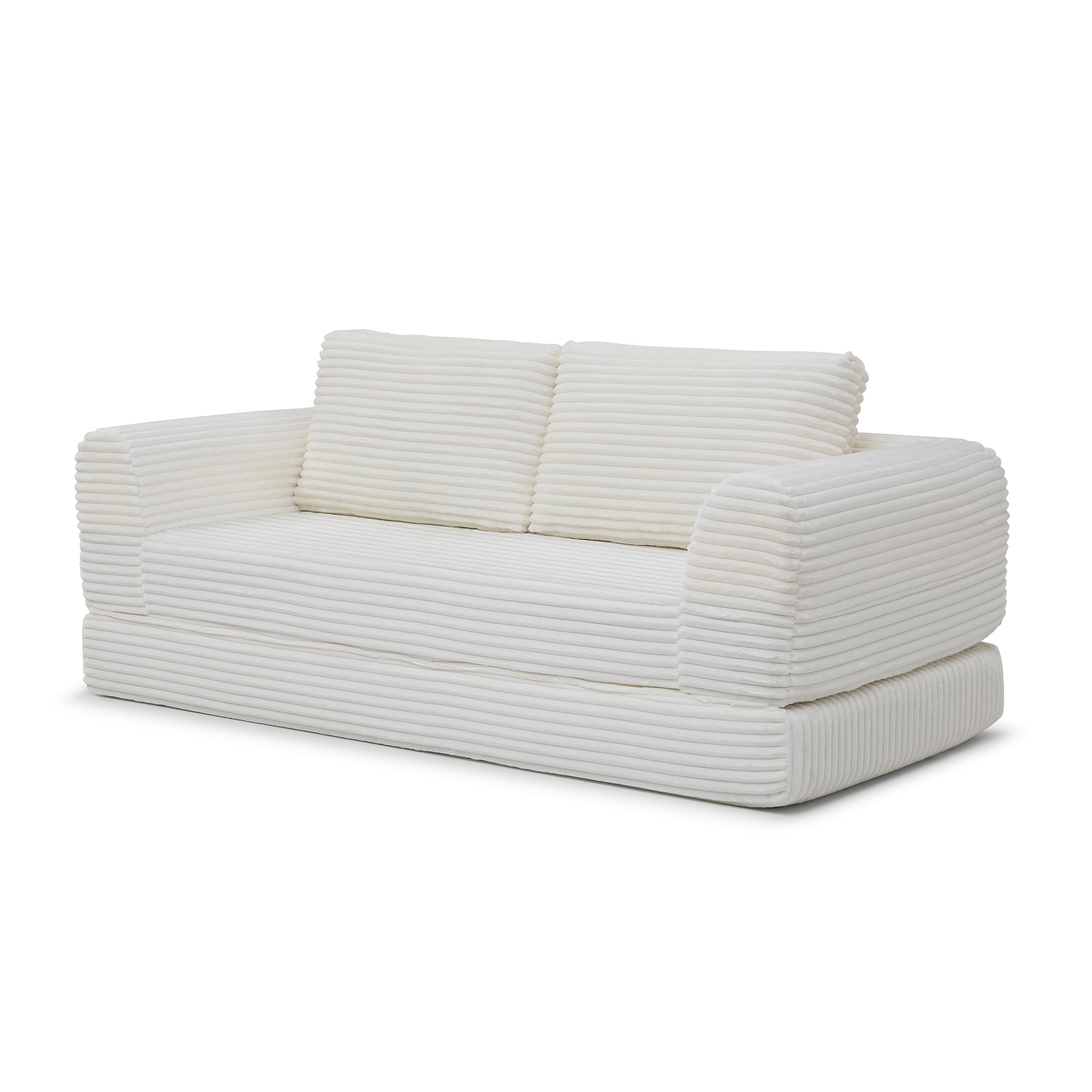 Corduroy Compression Sofa — 2/3/5-Seat — Beige / 3-Seat