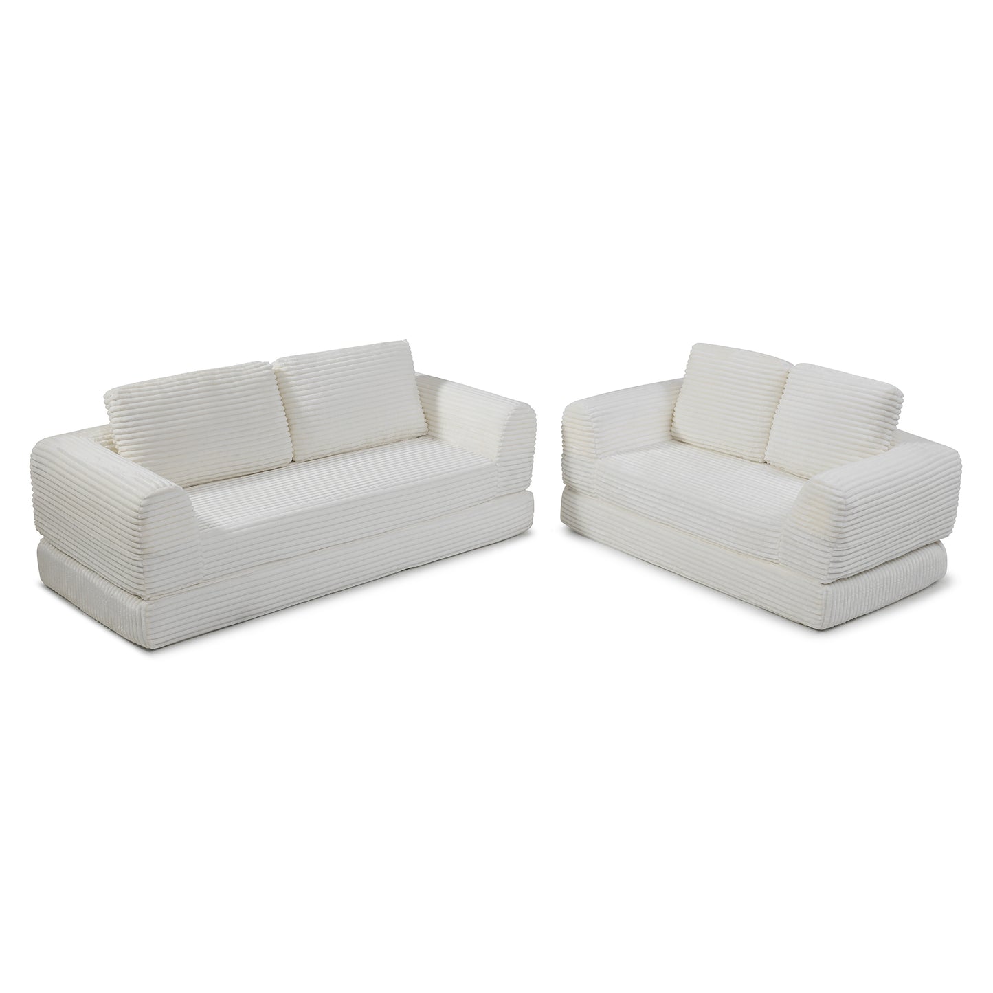 Corduroy Compression Sofa — 2/3/5-Seat — Beige / 5-Seat