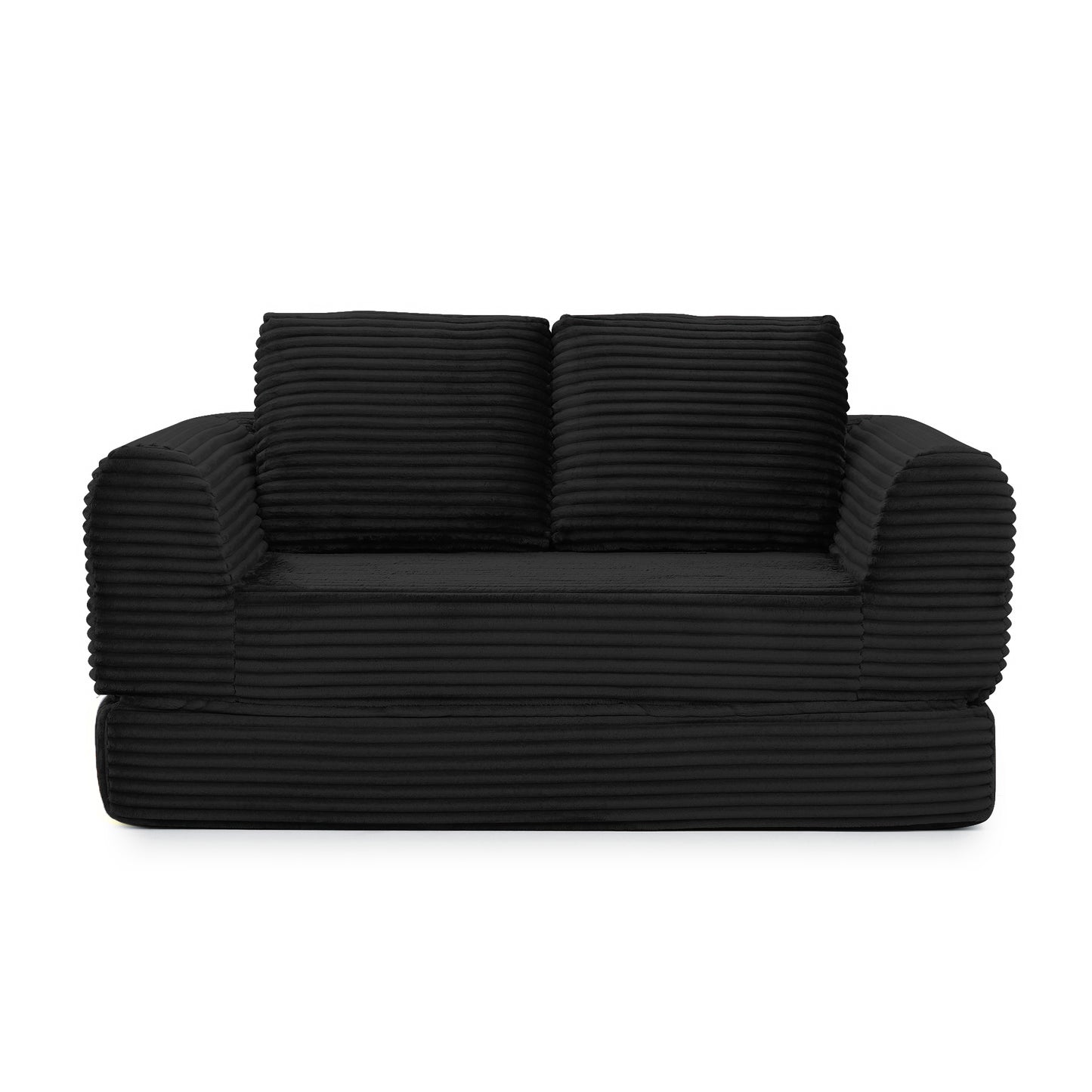 Corduroy Compression Sofa — 2/3/5-Seat — Black / 2-Seat