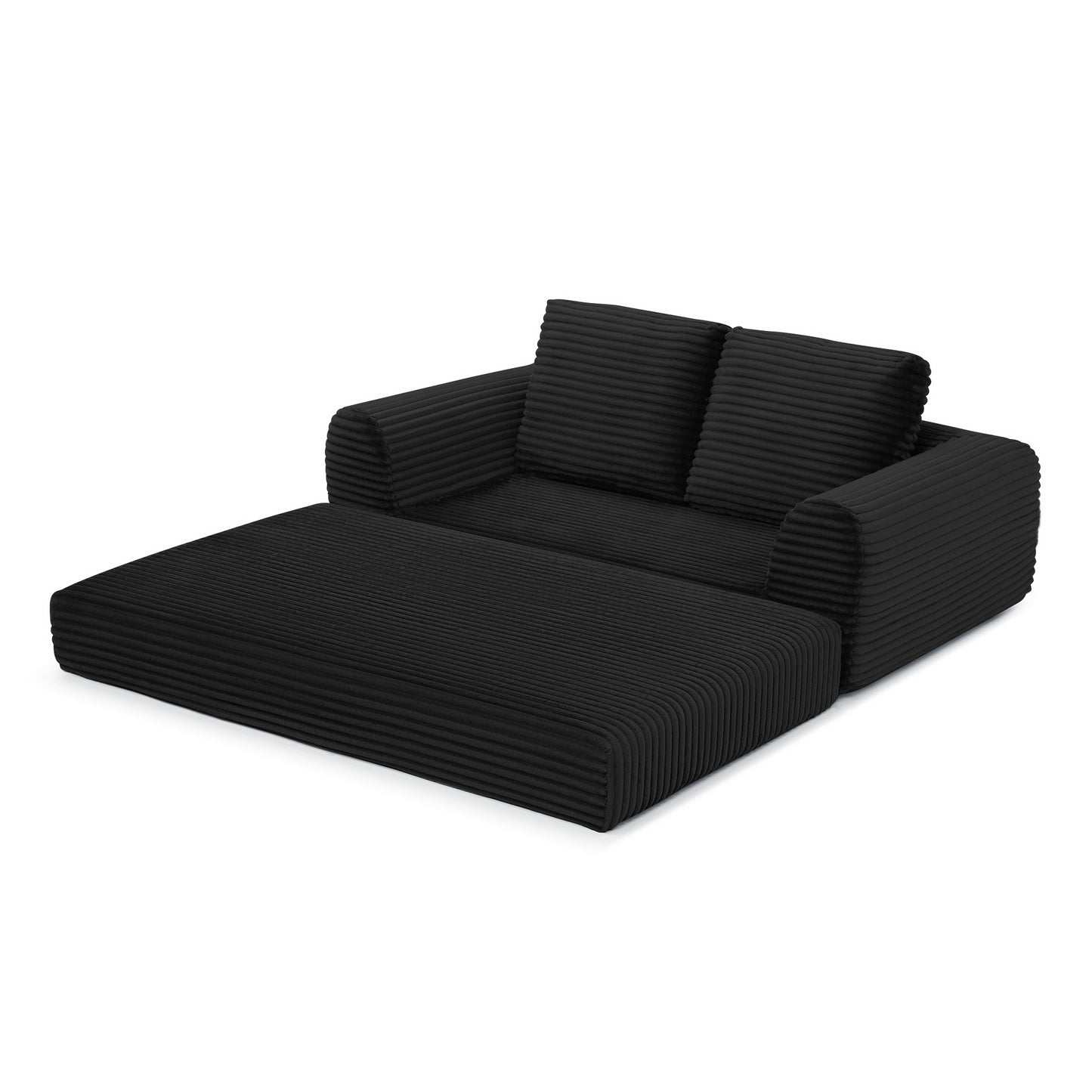 Corduroy Compression Sofa — 2/3/5-Seat — Black / 2-Seat