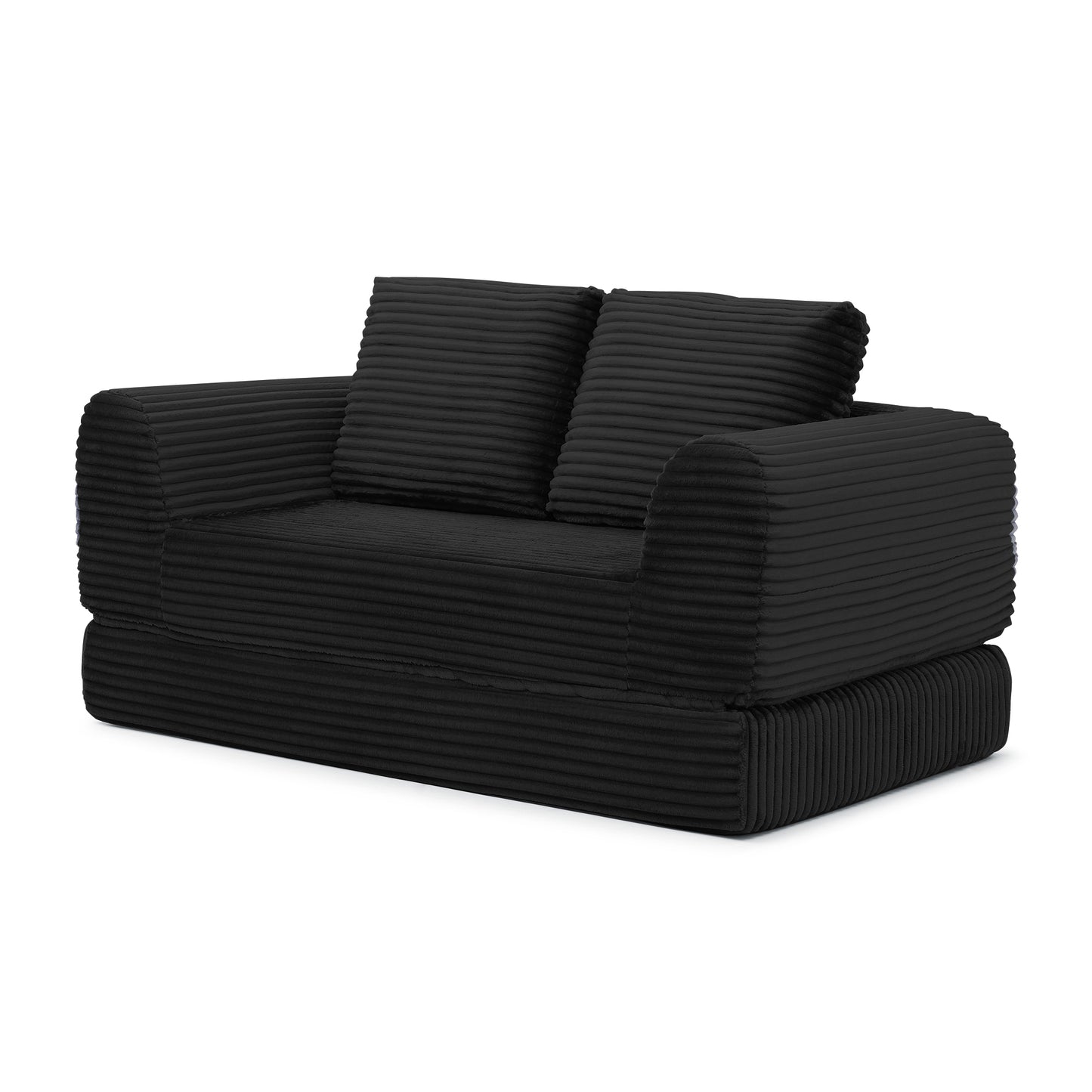 Corduroy Compression Sofa — 2/3/5-Seat — Black / 2-Seat