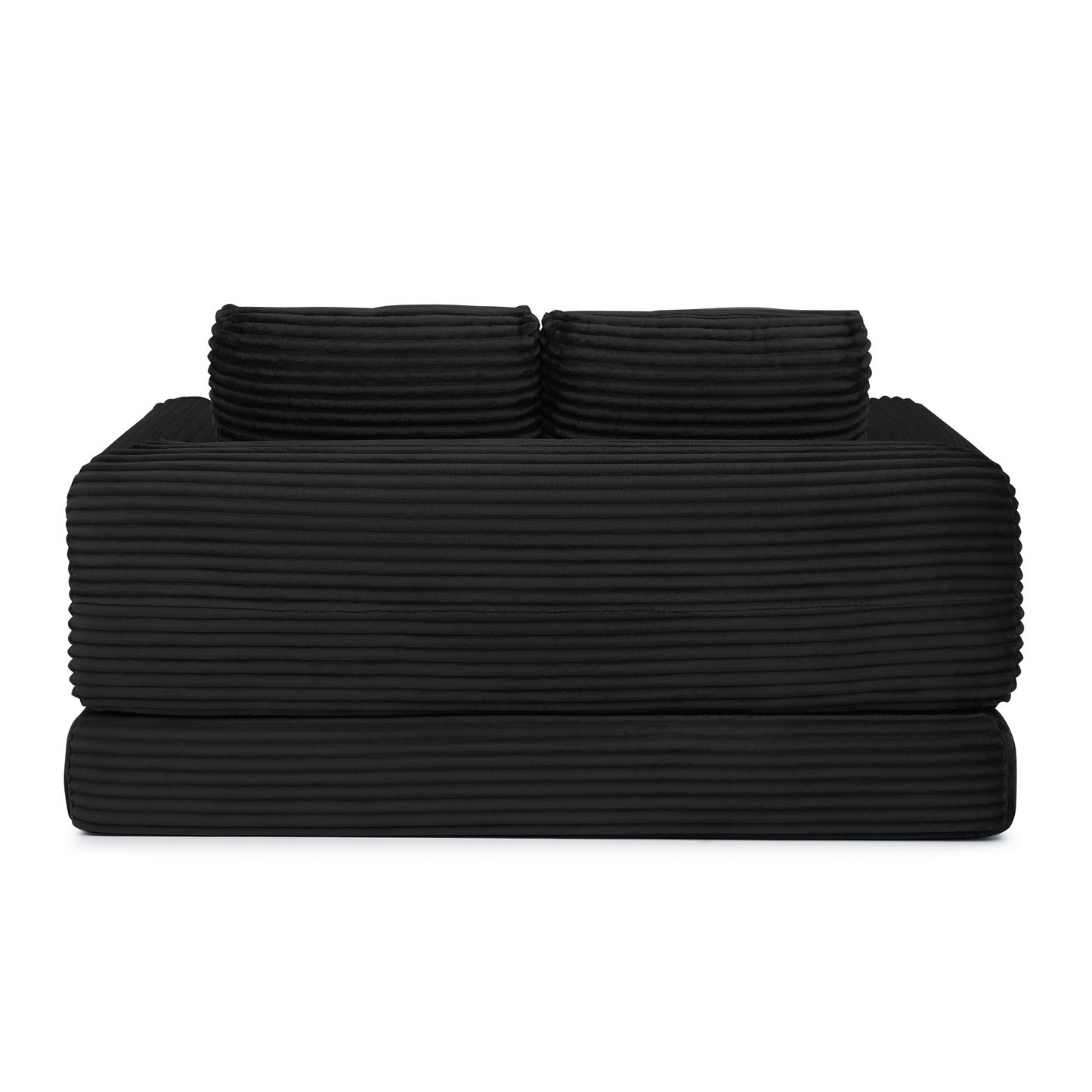 Corduroy Compression Sofa — 2/3/5-Seat — Black / 2-Seat