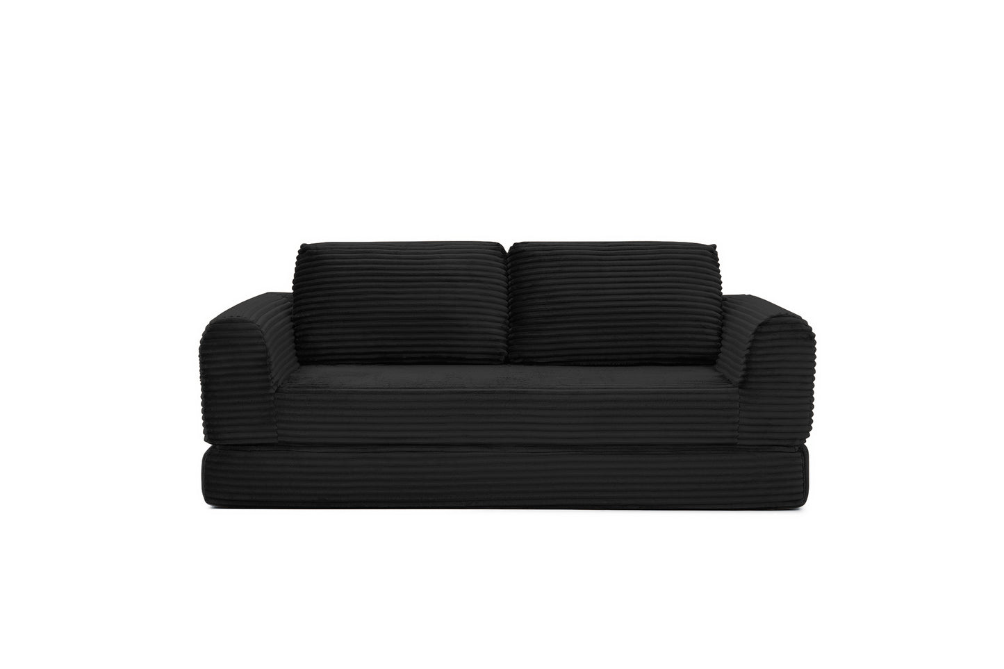 Corduroy Compression Sofa — 2/3/5-Seat — Black / 3-Seat