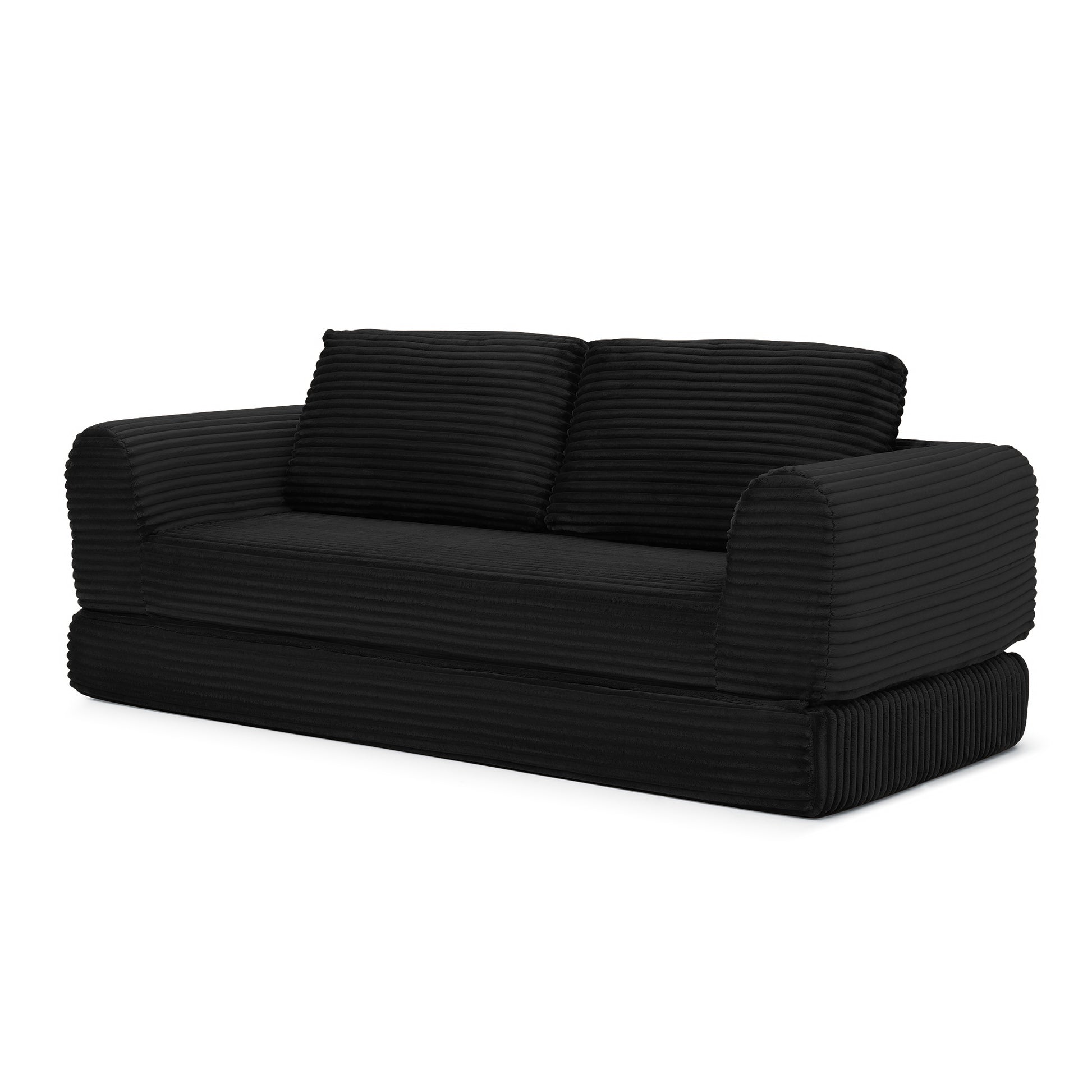 Corduroy Compression Sofa — 2/3/5-Seat — Black / 3-Seat