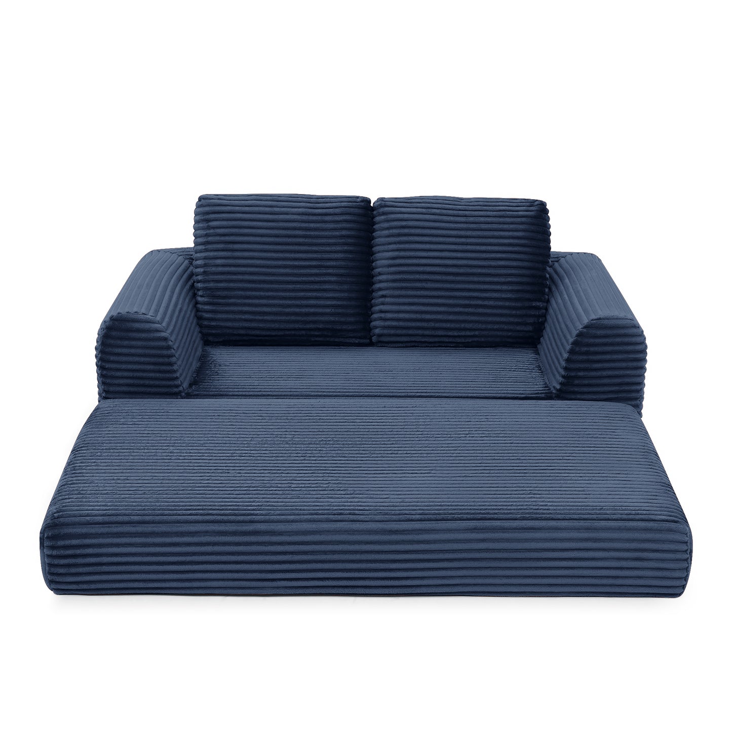 Corduroy Compression Sofa — 2/3/5-Seat — Blue / 2-Seat