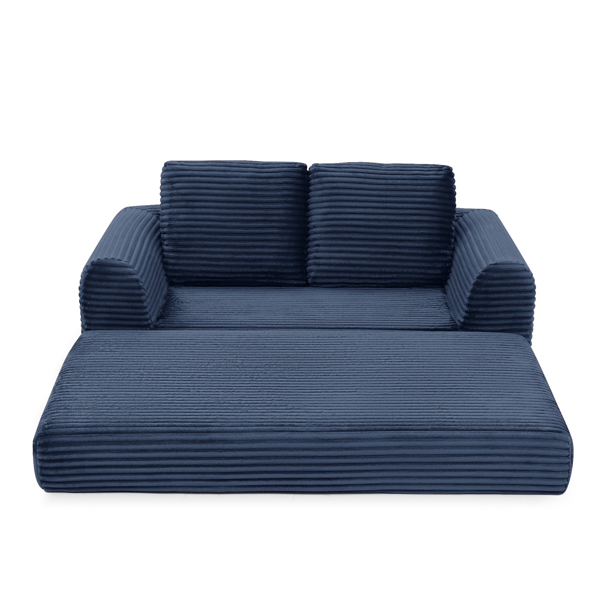 Corduroy Compression Sofa — 2/3/5-Seat — Blue / 2-Seat
