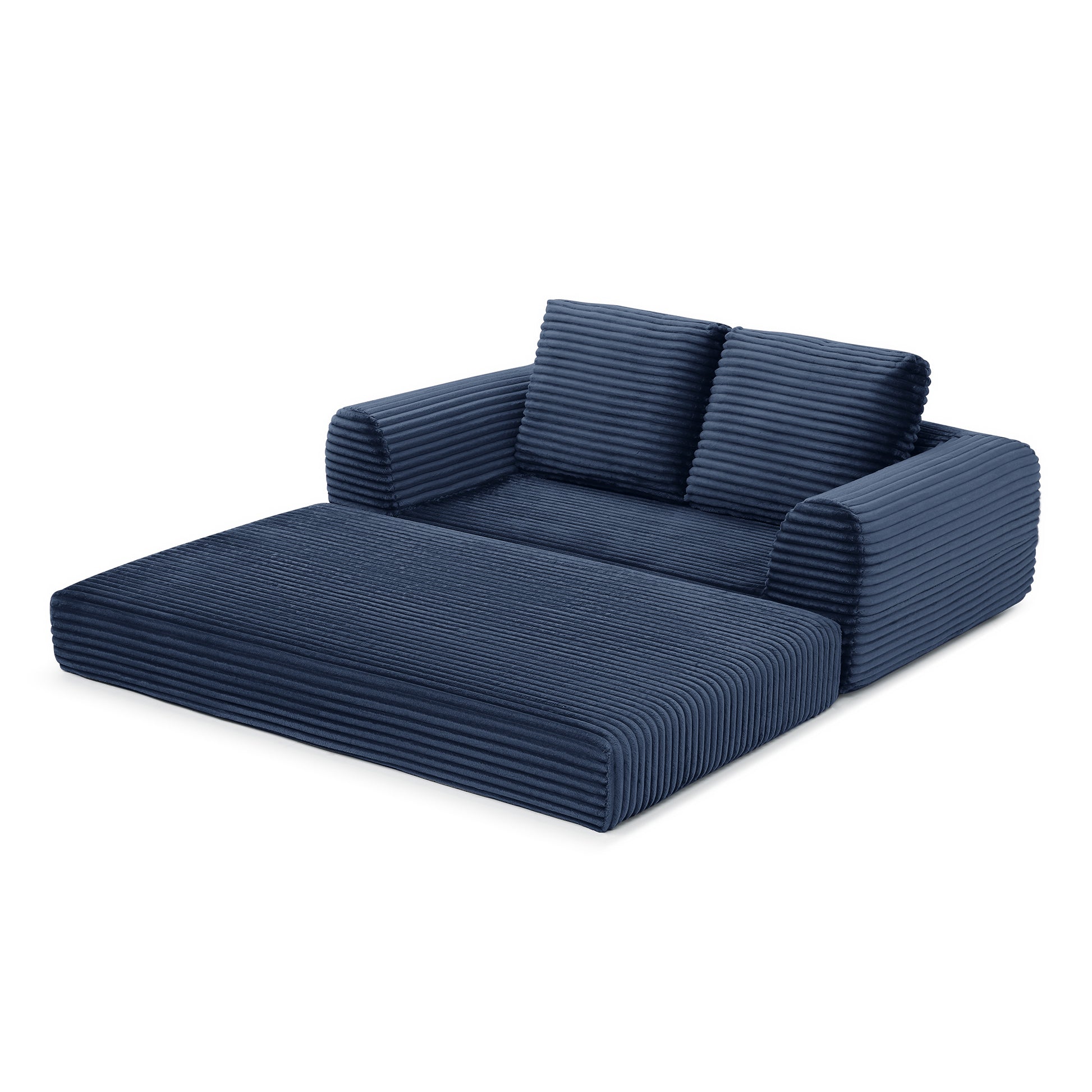 Corduroy Compression Sofa — 2/3/5-Seat — Blue / 2-Seat