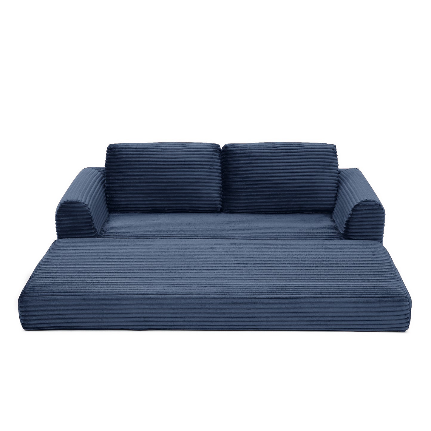 Corduroy Compression Sofa — 2/3/5-Seat — Blue / 3-Seat