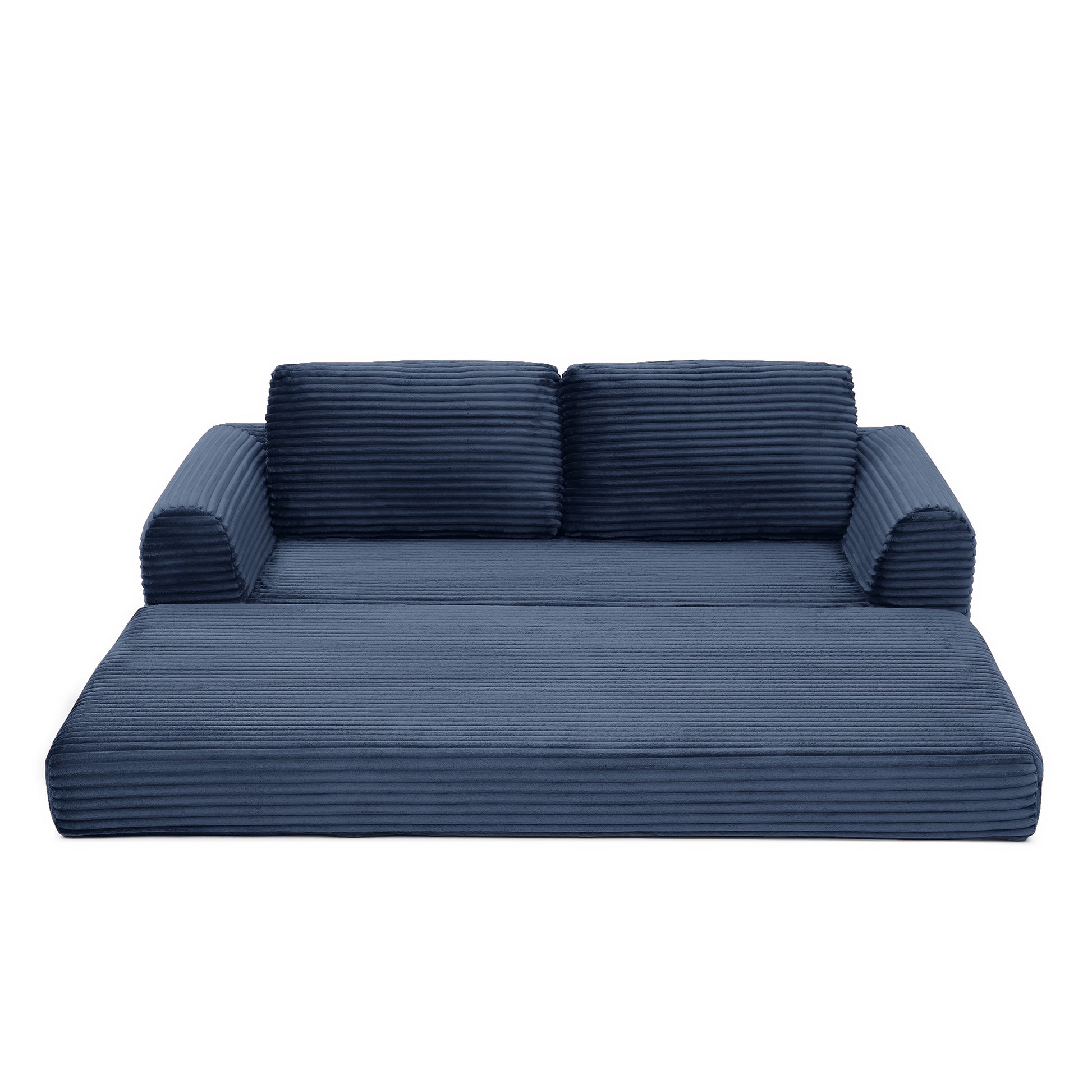 Corduroy Compression Sofa — 2/3/5-Seat — Blue / 3-Seat