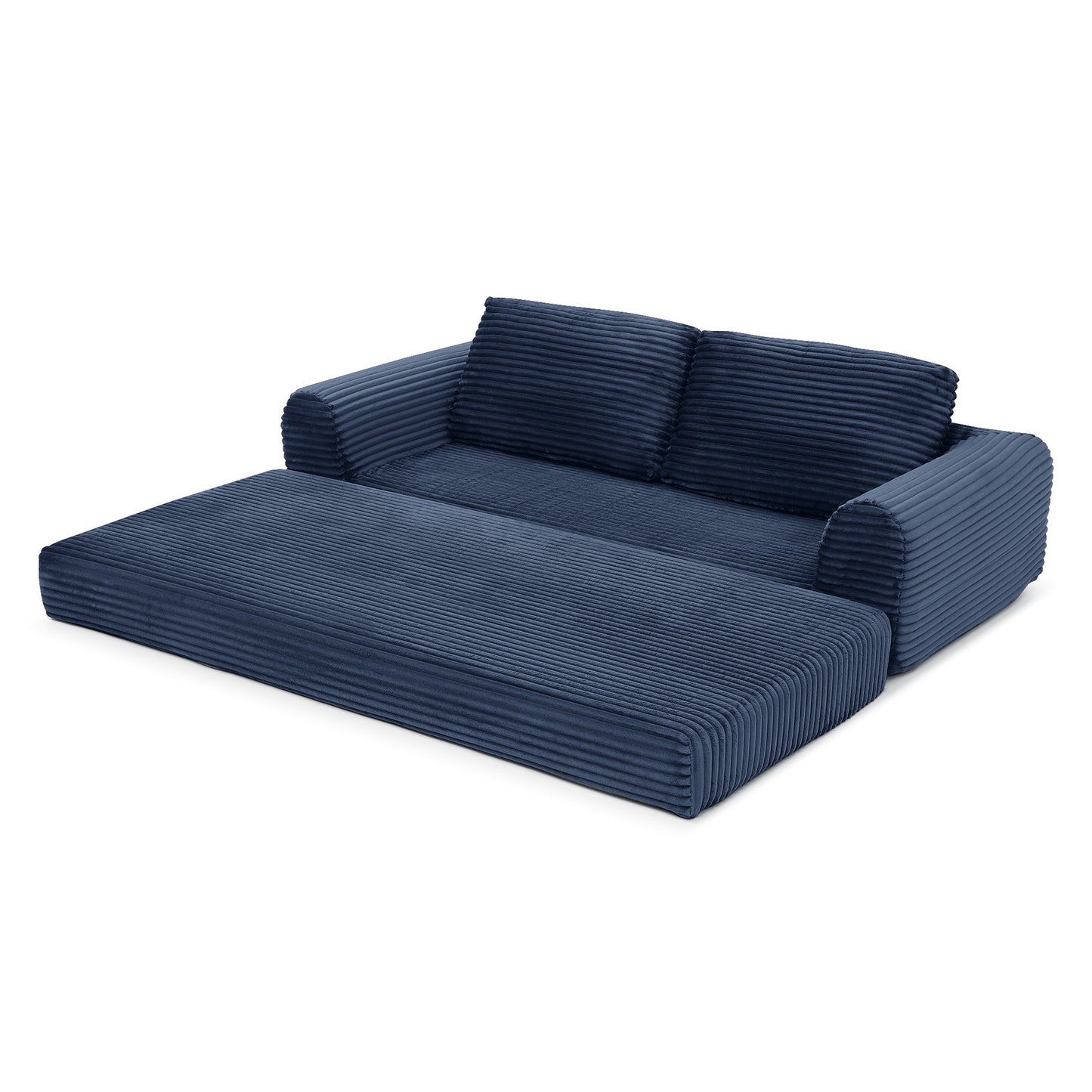 Corduroy Compression Sofa — 2/3/5-Seat — Blue / 3-Seat