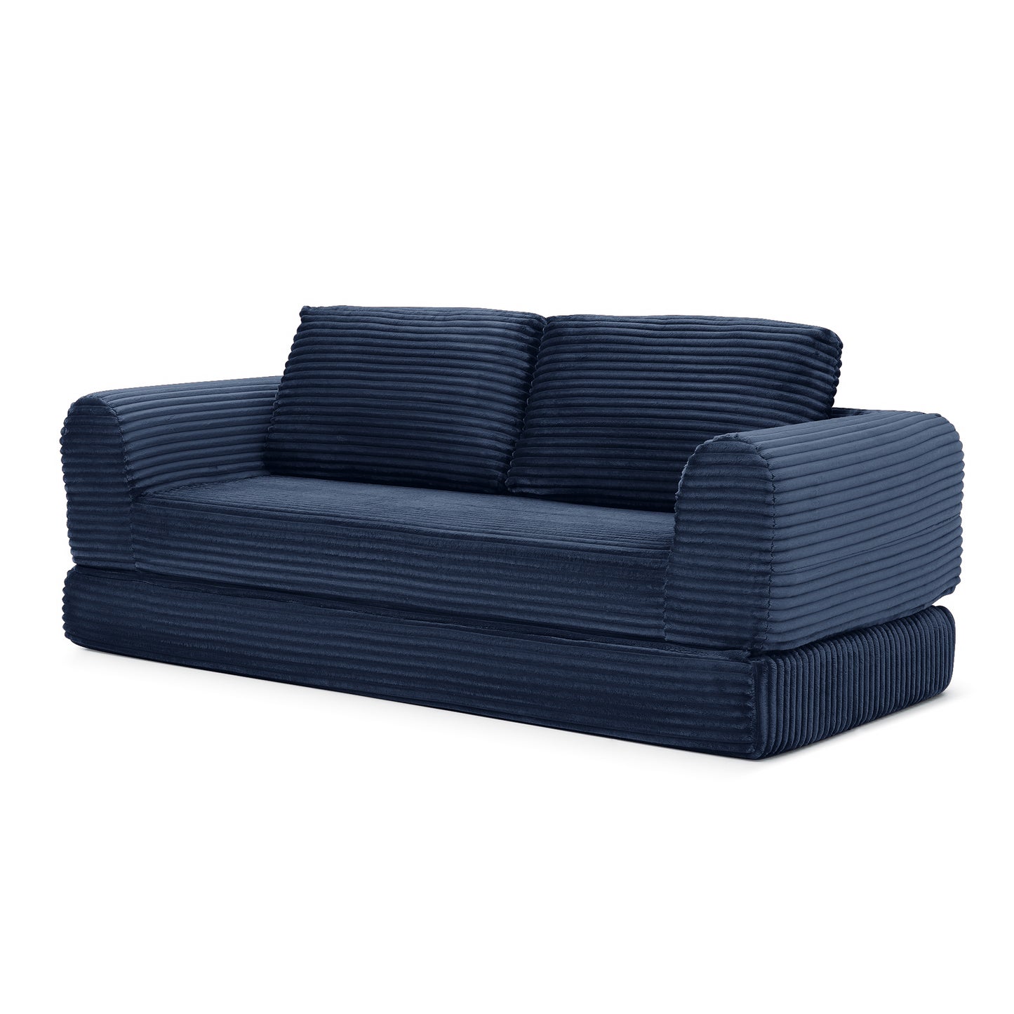 Corduroy Compression Sofa — 2/3/5-Seat — Blue / 3-Seat