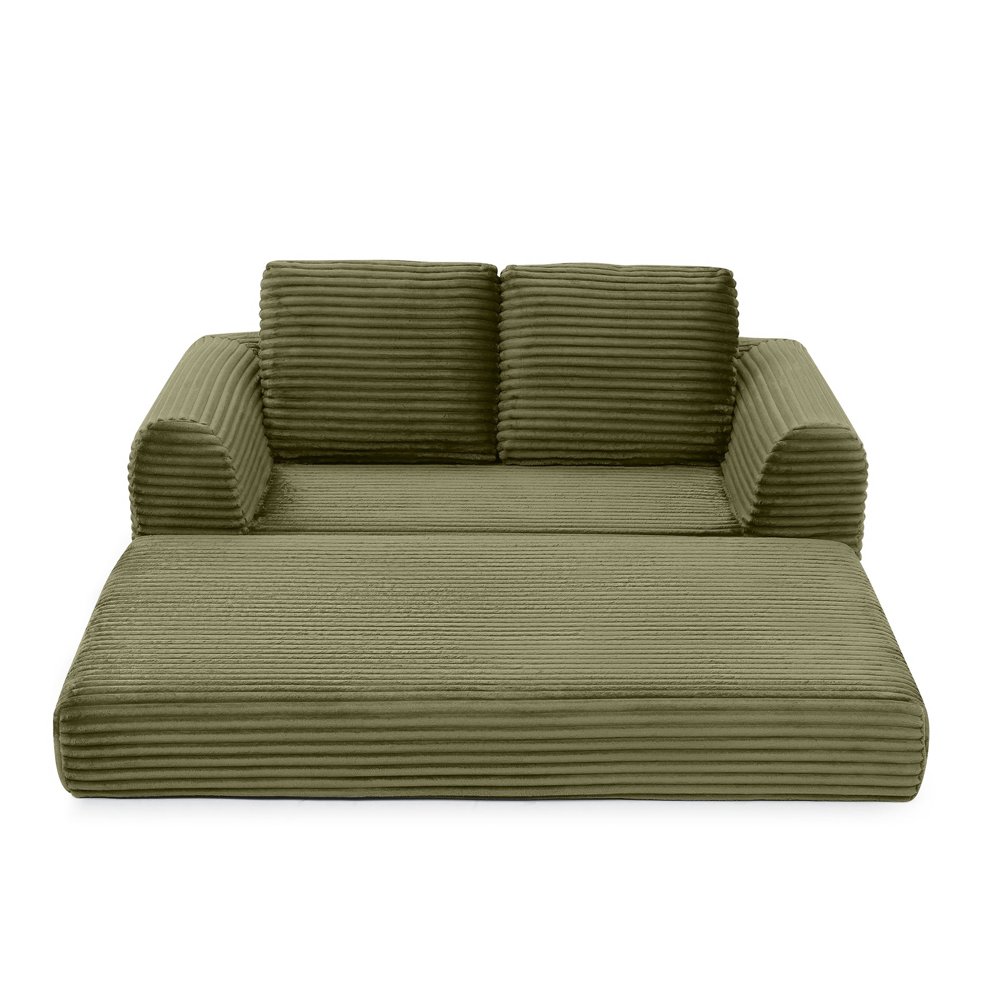 Corduroy Compression Sofa — 2/3/5-Seat — Green / 2-Seat