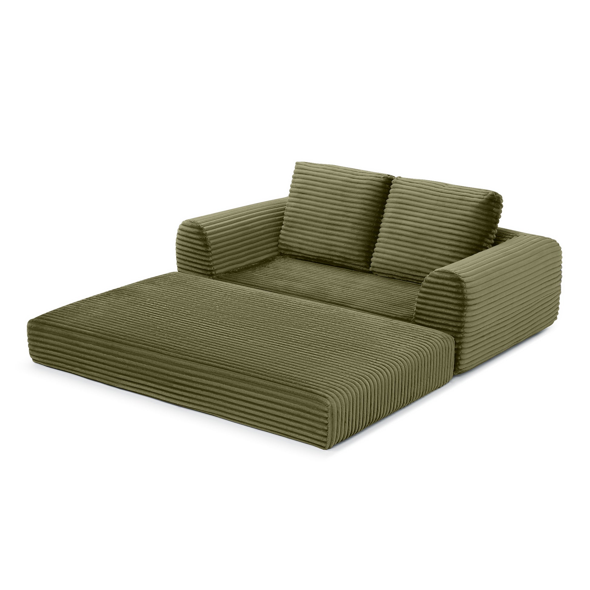 Corduroy Compression Sofa — 2/3/5-Seat — Green / 2-Seat