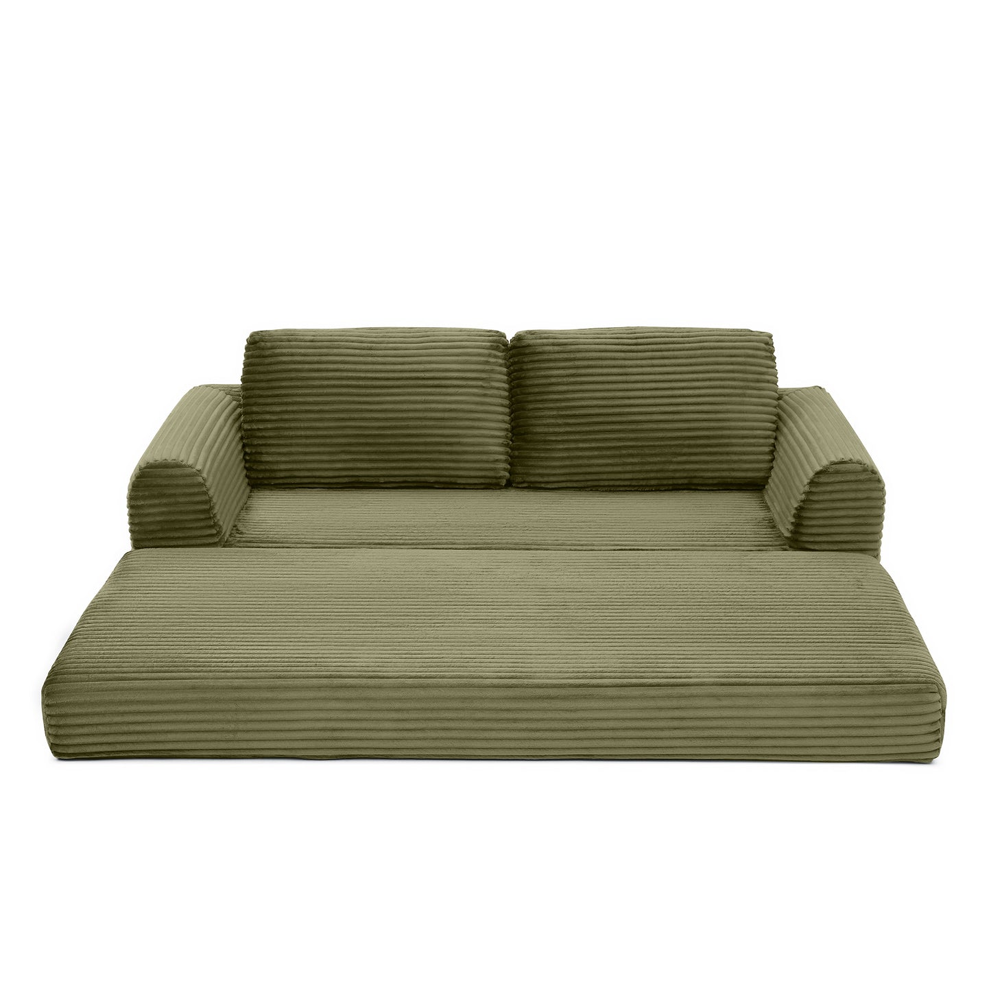 Corduroy Compression Sofa — 2/3/5-Seat — Green / 3-Seat