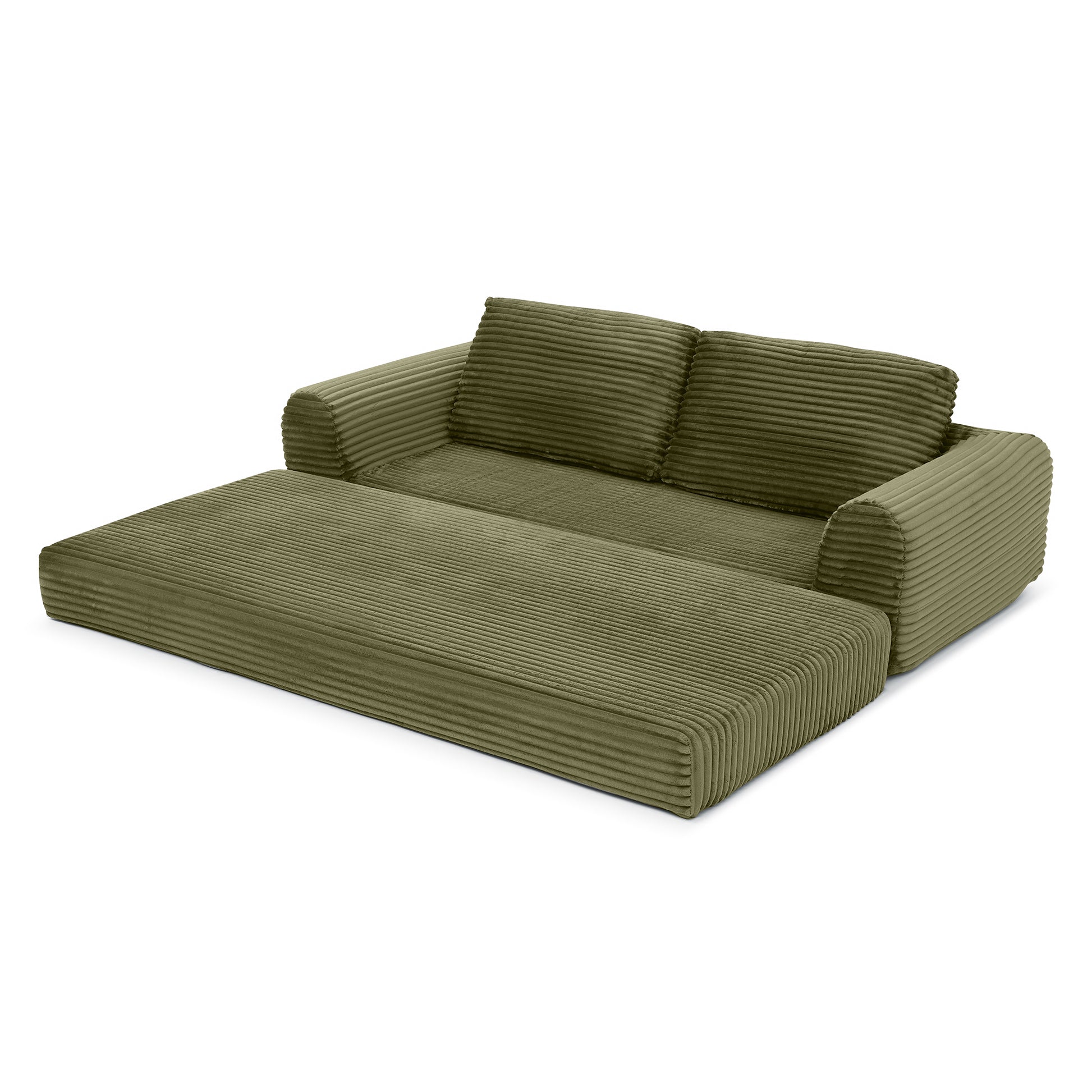 Corduroy Compression Sofa — 2/3/5-Seat — Green / 3-Seat