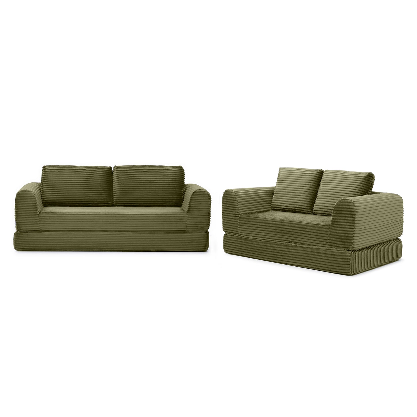 Corduroy Compression Sofa — 2/3/5-Seat — Green / 5-Seat