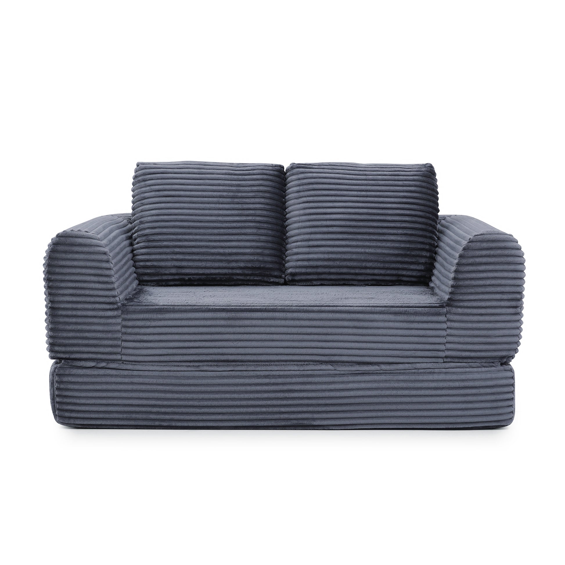 Corduroy Compression Sofa — 2/3/5-Seat — Grey / 2-Seat