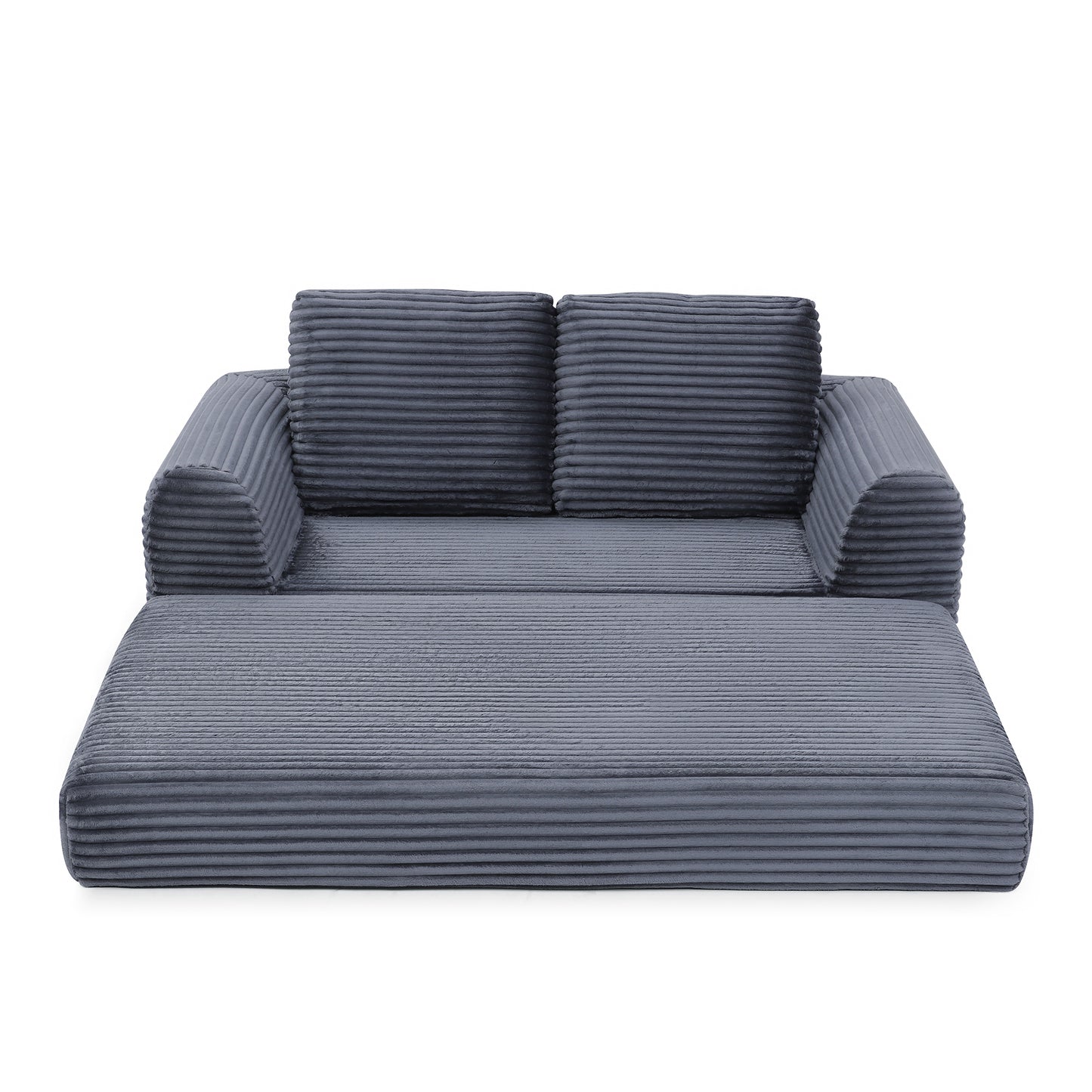 Corduroy Compression Sofa — 2/3/5-Seat — Grey / 2-Seat