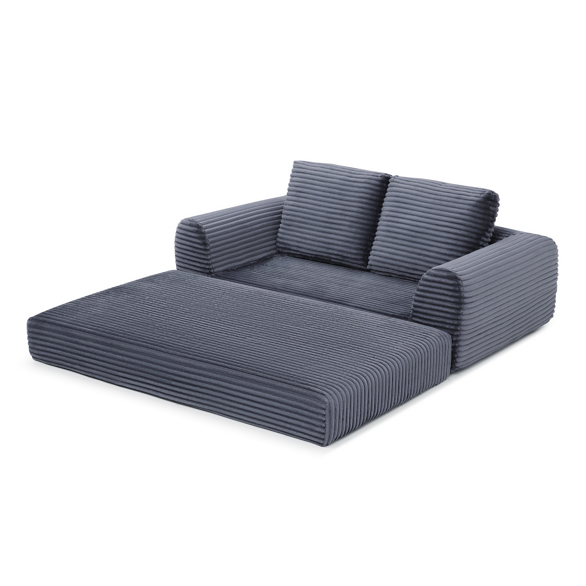 Corduroy Compression Sofa — 2/3/5-Seat — Grey / 2-Seat