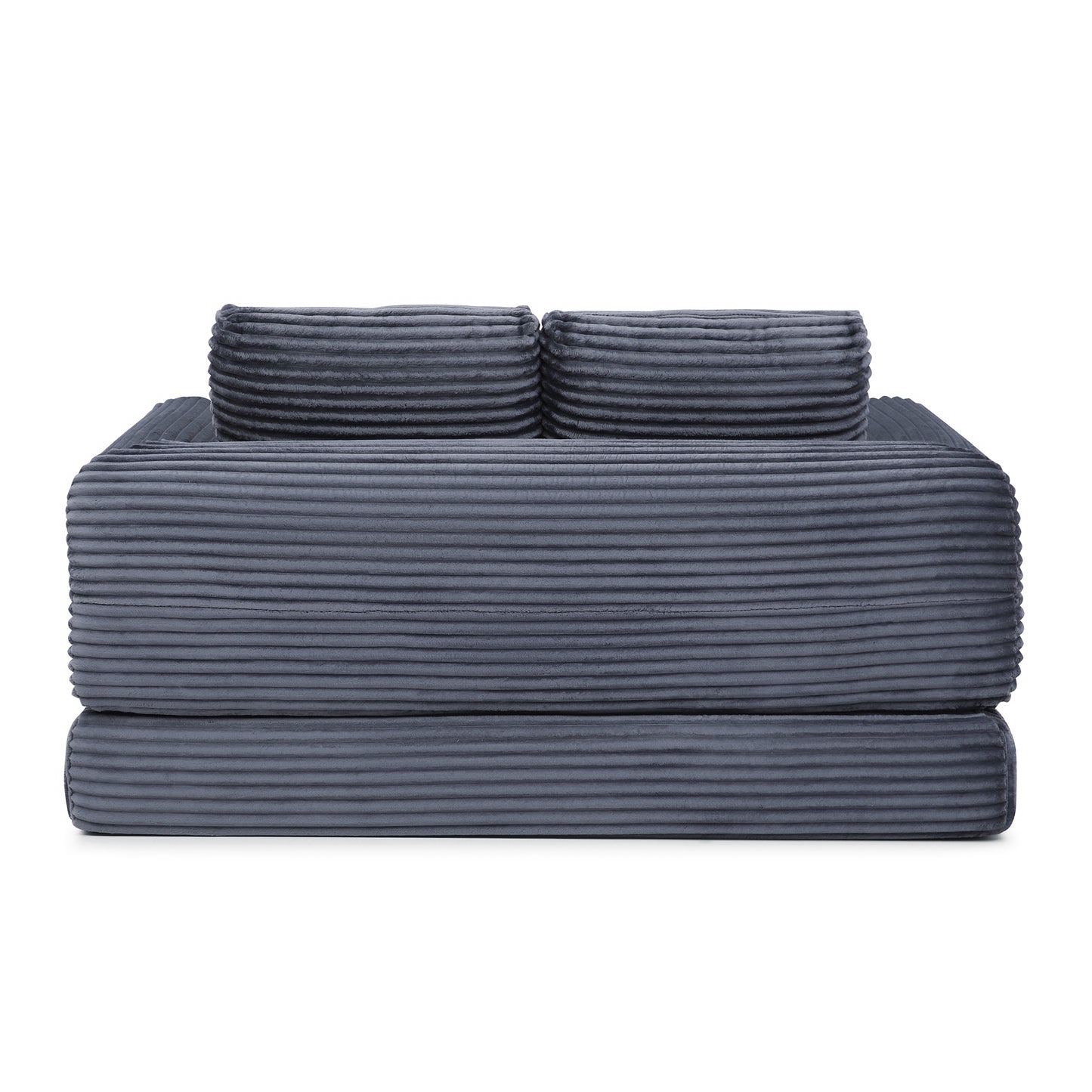 Corduroy Compression Sofa — 2/3/5-Seat — Grey / 2-Seat