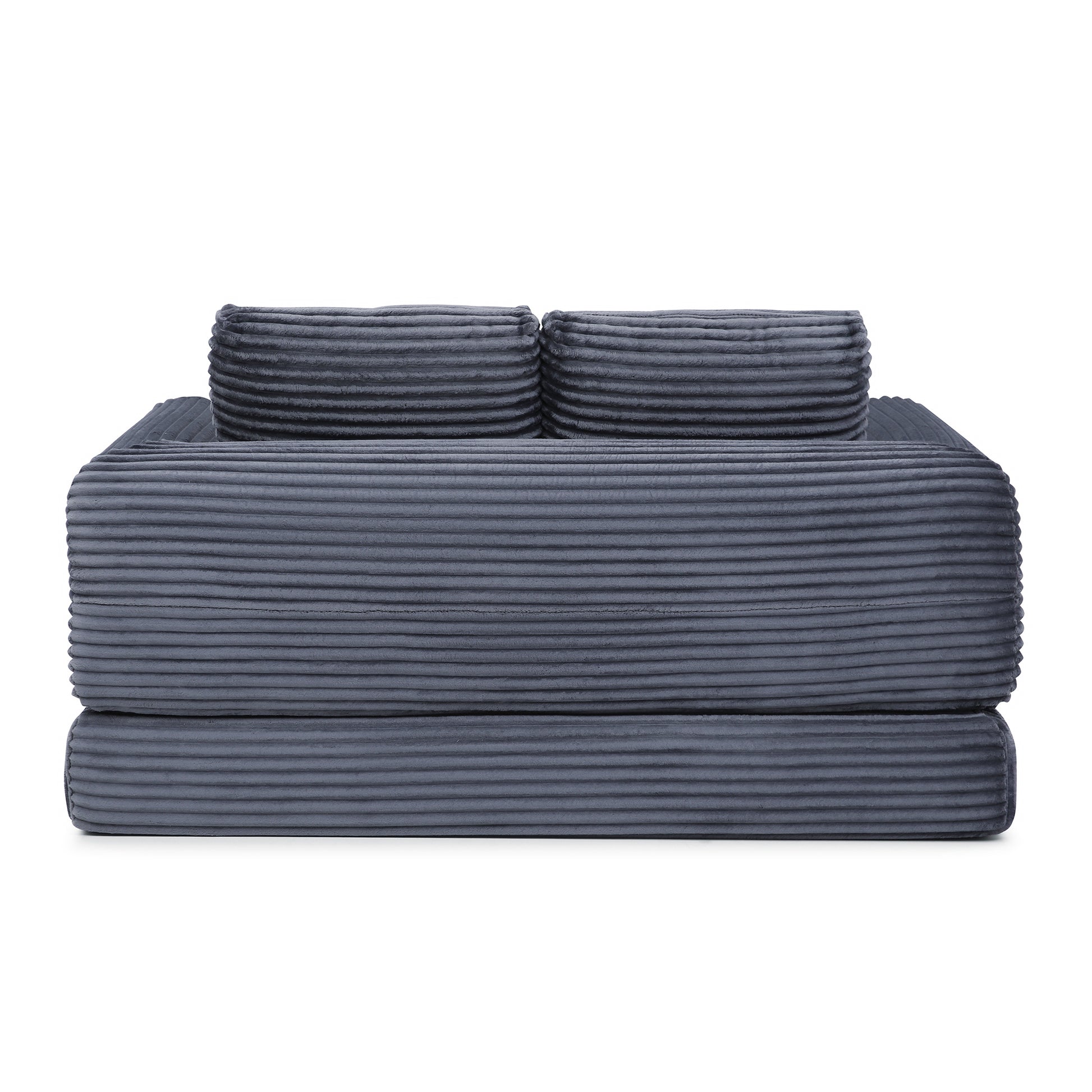 Corduroy Compression Sofa — 2/3/5-Seat — Grey / 2-Seat