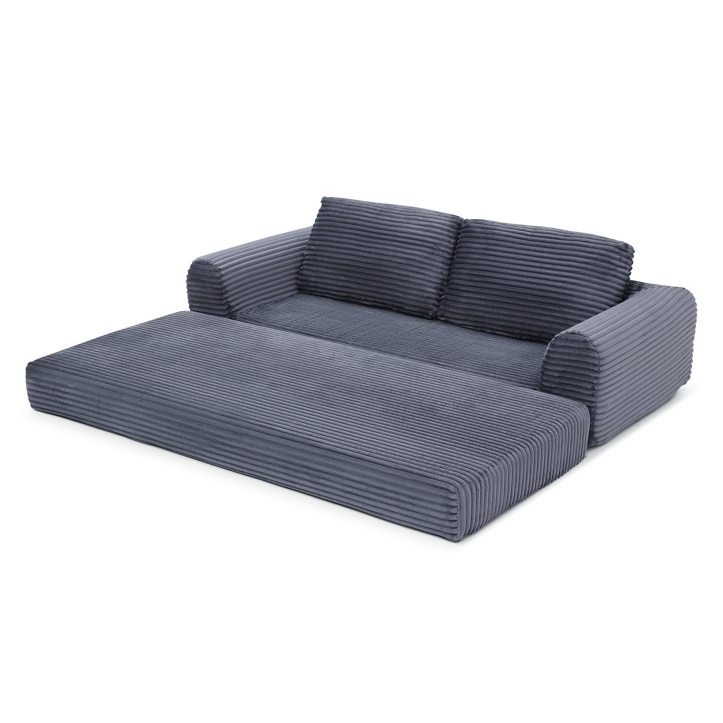 Corduroy Compression Sofa — 2/3/5-Seat — Grey / 3-Seat