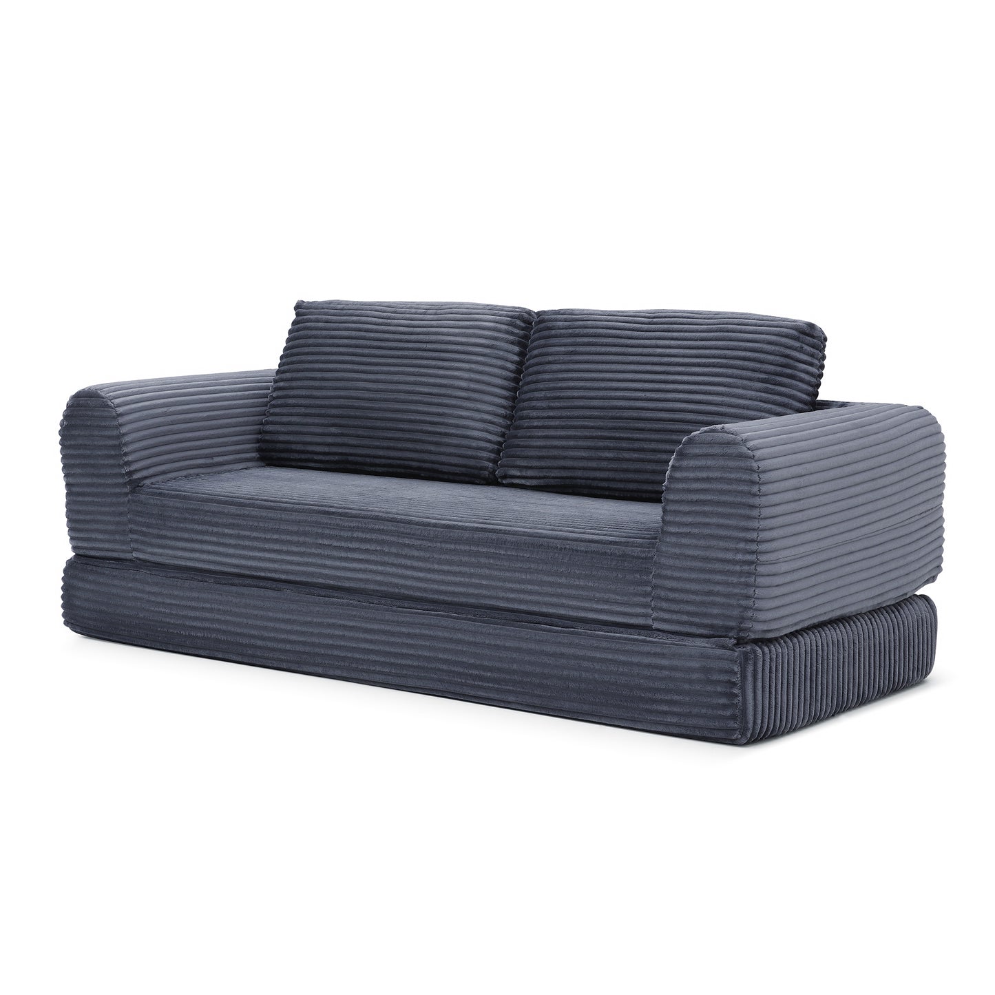 Corduroy Compression Sofa — 2/3/5-Seat — Grey / 3-Seat