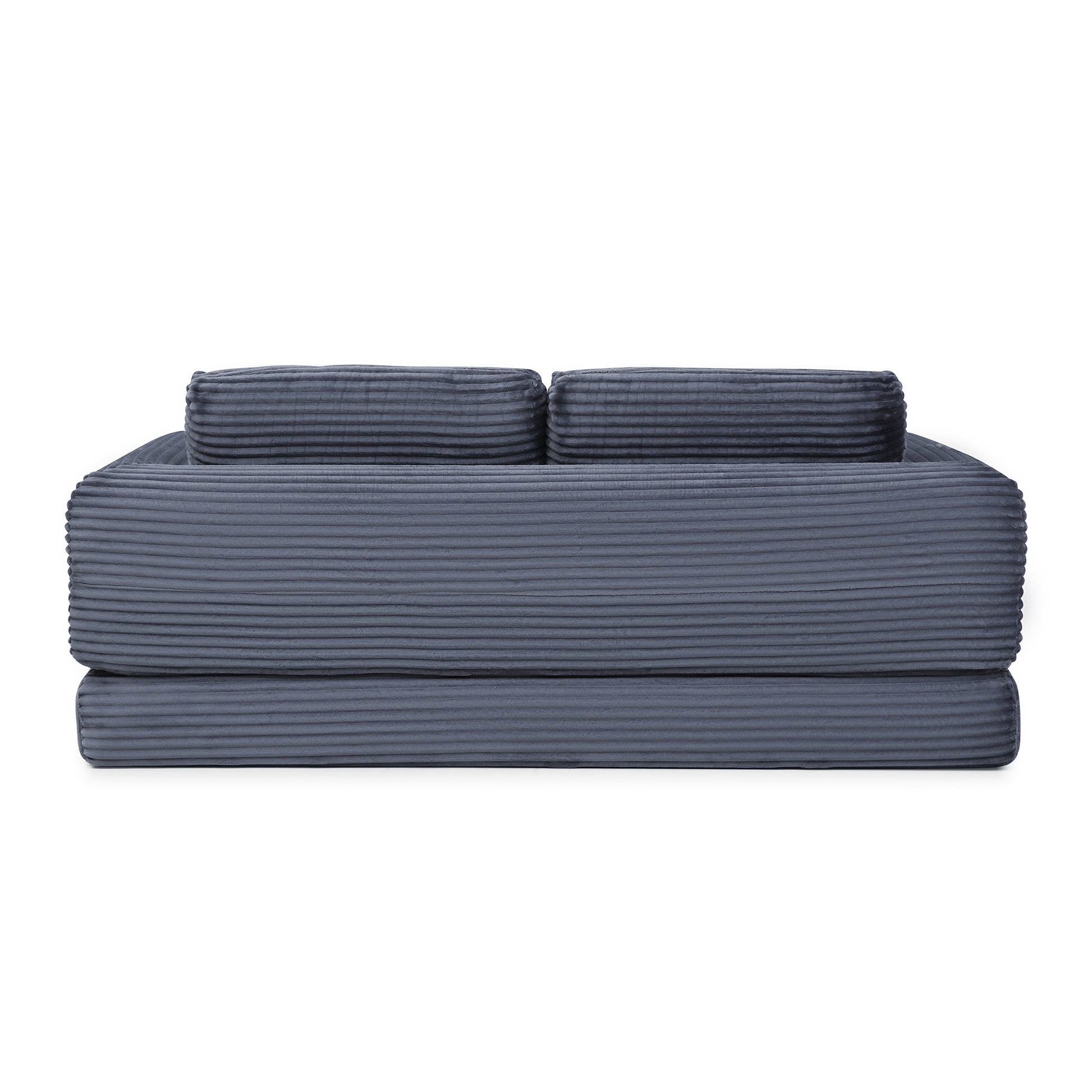 Corduroy Compression Sofa — 2/3/5-Seat — Grey / 3-Seat