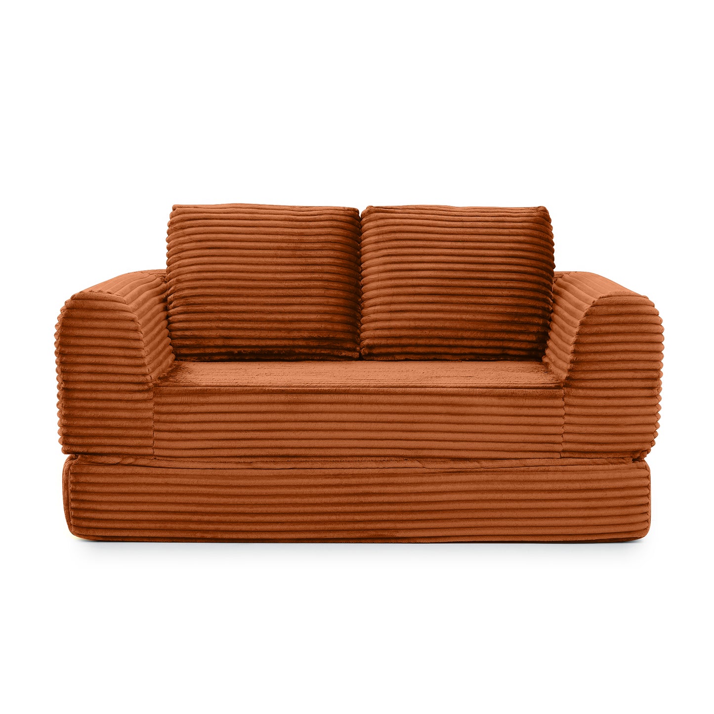 Corduroy Compression Sofa — 2/3/5-Seat — Orange / 2-Seat