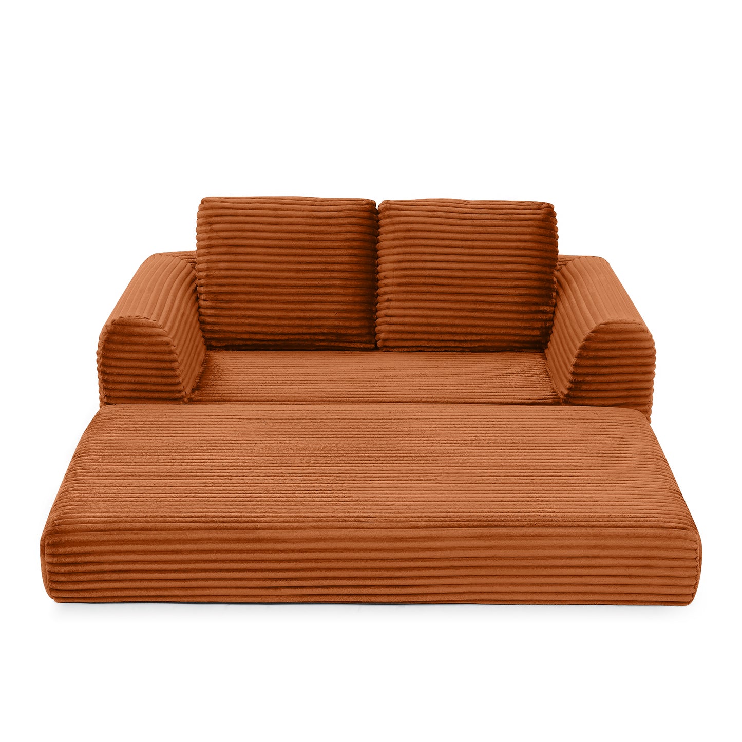 Corduroy Compression Sofa — 2/3/5-Seat — Orange / 2-Seat