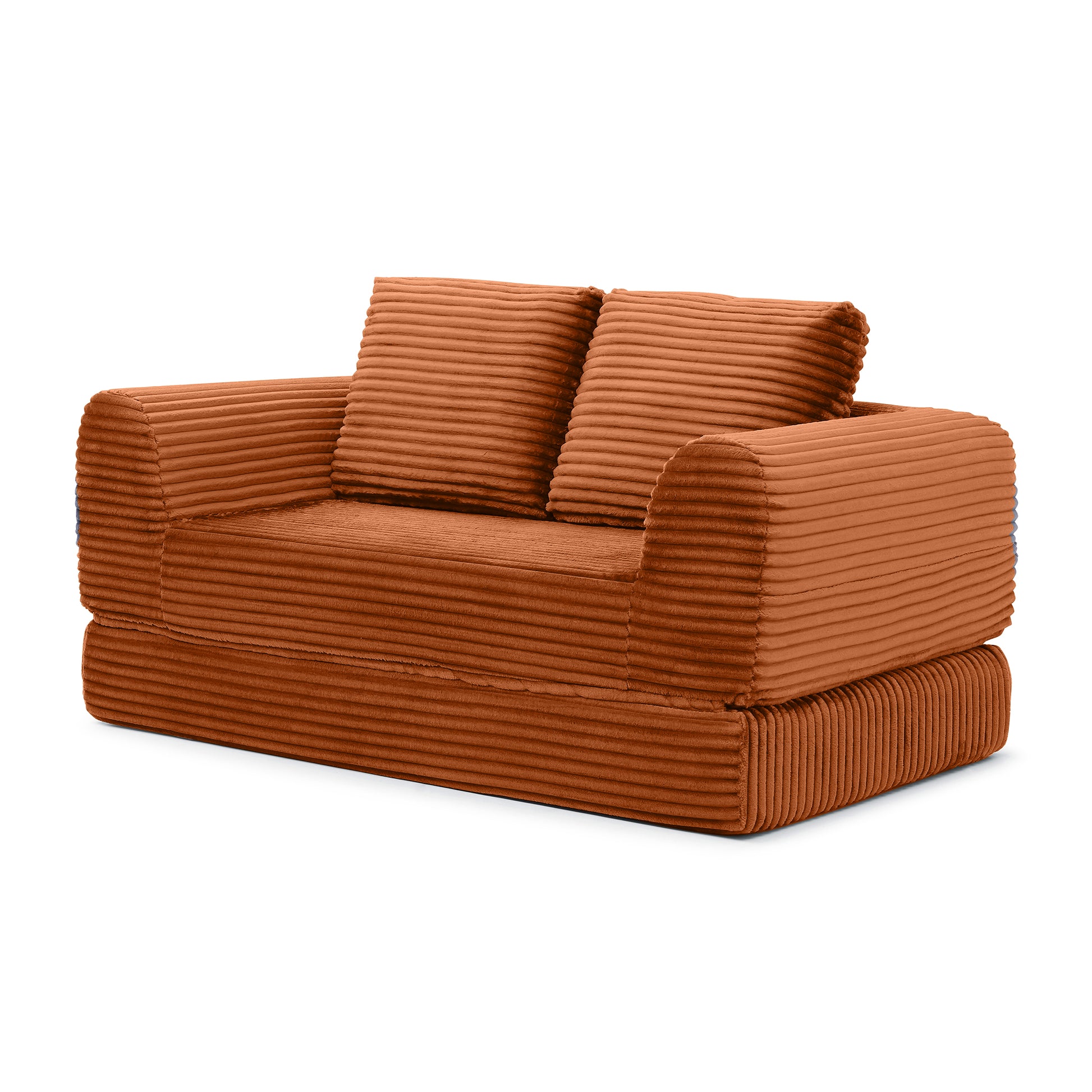 Corduroy Compression Sofa — 2/3/5-Seat — Orange / 2-Seat